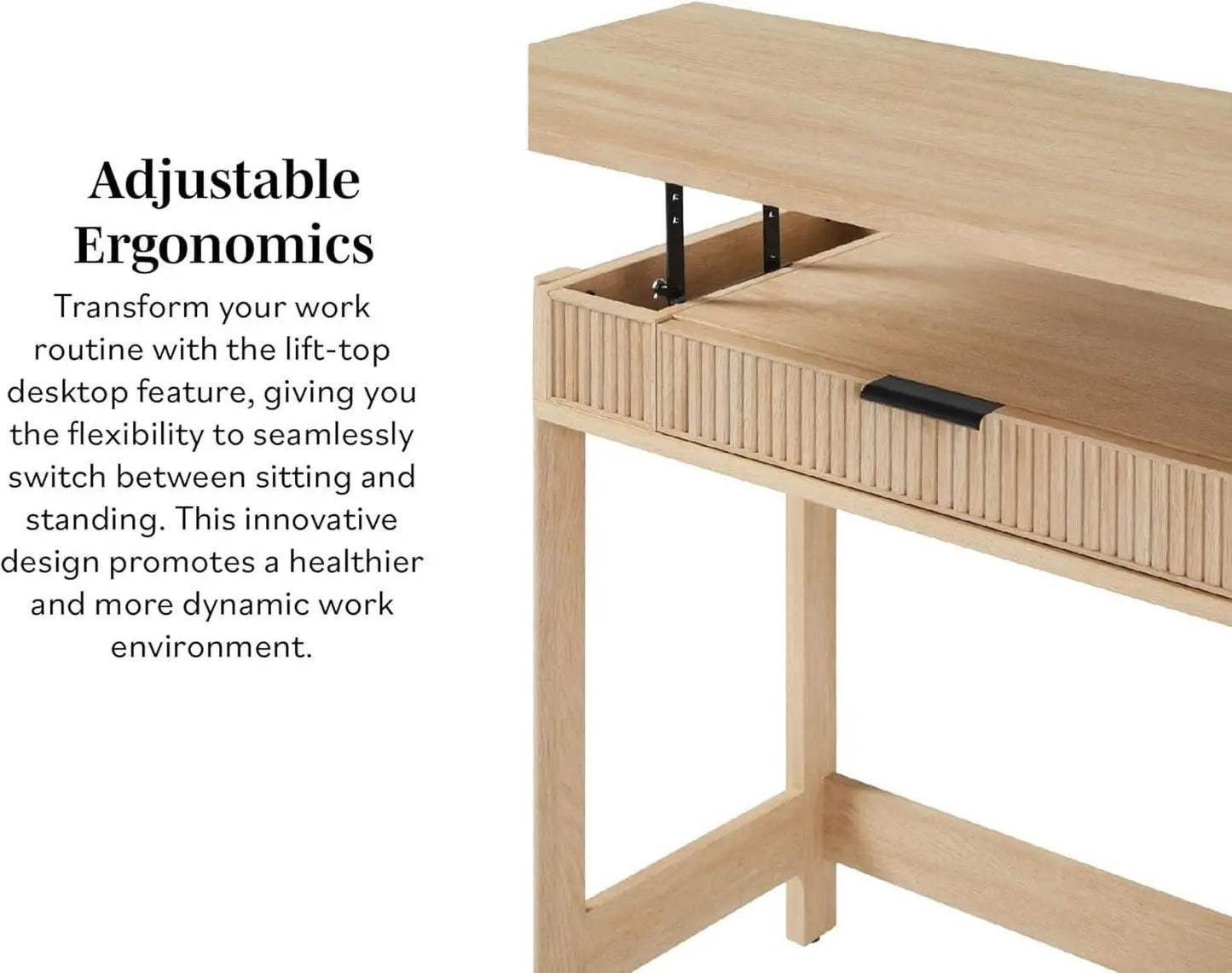 Transitional Lift-Top Desk With Storage And Adjustable Height from PriceLows™