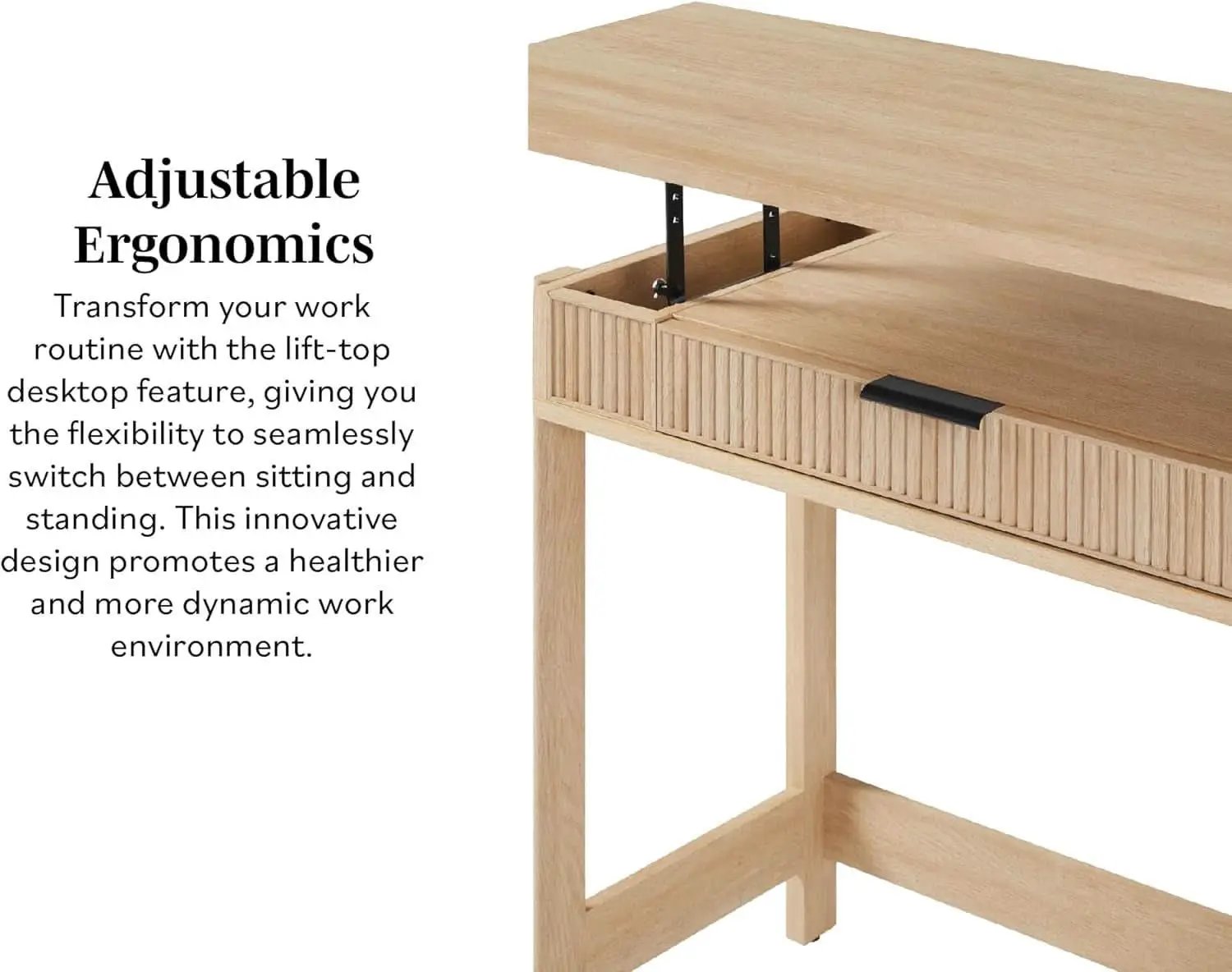 Transitional Lift-Top Desk With Storage And Adjustable Height from PriceLows™