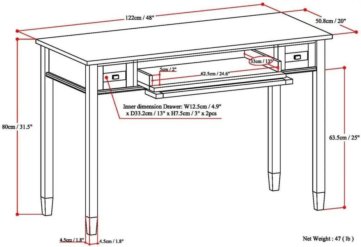 Transitional Solid Wood Writing Desk with Key Features from PriceLows™