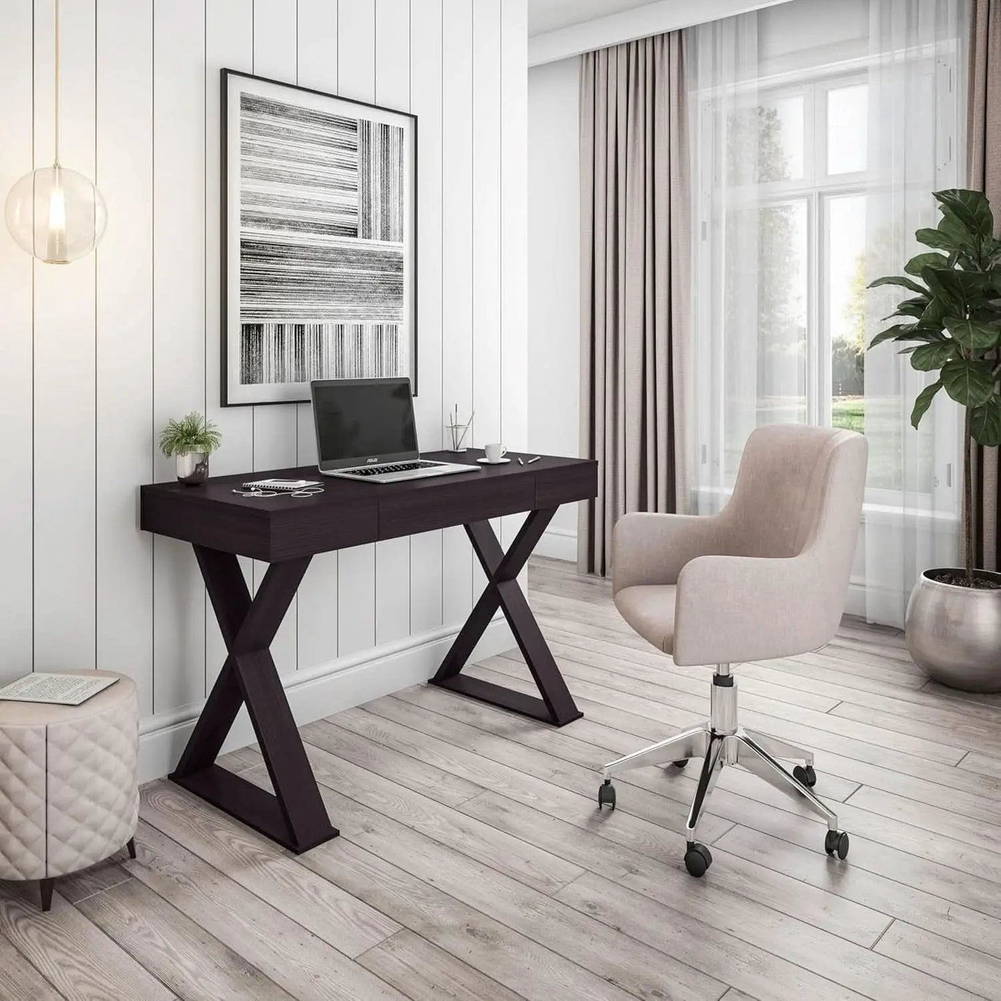 Trendy Espresso Writing Desk with Drawer and Storage from PriceLows™