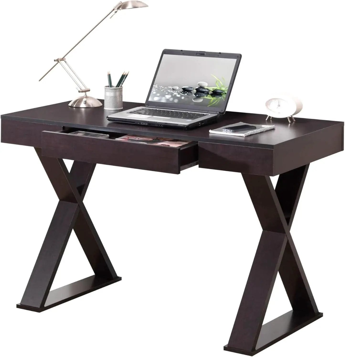 Trendy Espresso Writing Desk with Drawer and Storage from PriceLows™