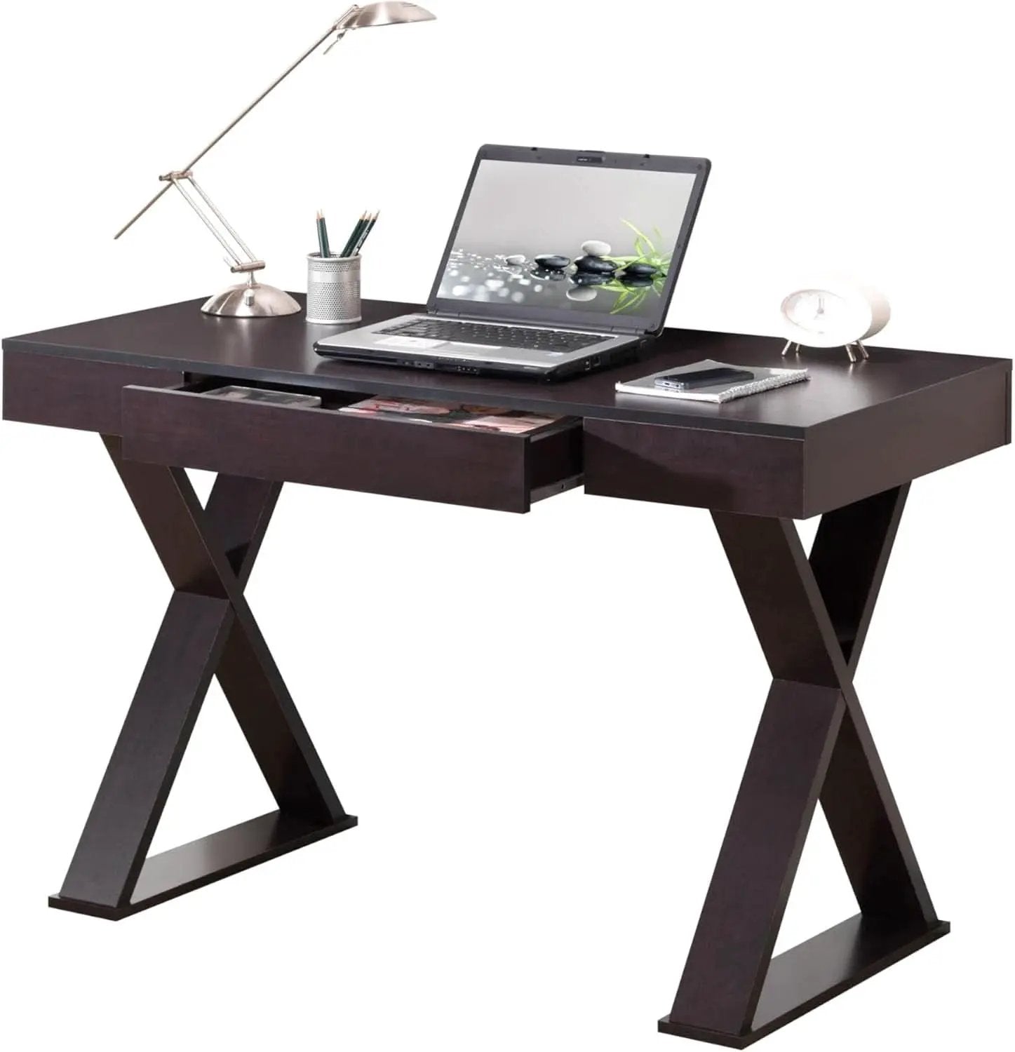 Trendy Espresso Writing Desk with Drawer and Storage from PriceLows™