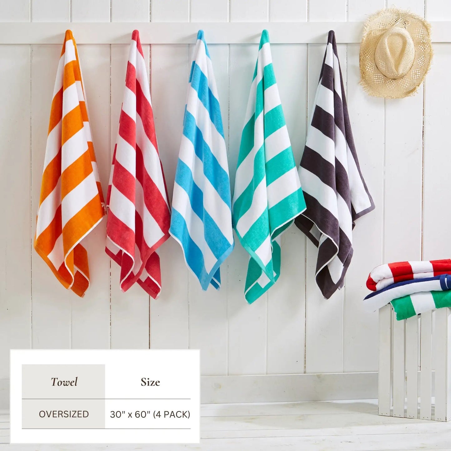 Cotton Velour Cabana Stripe Beach Towel - Novia Collection from PriceLows™