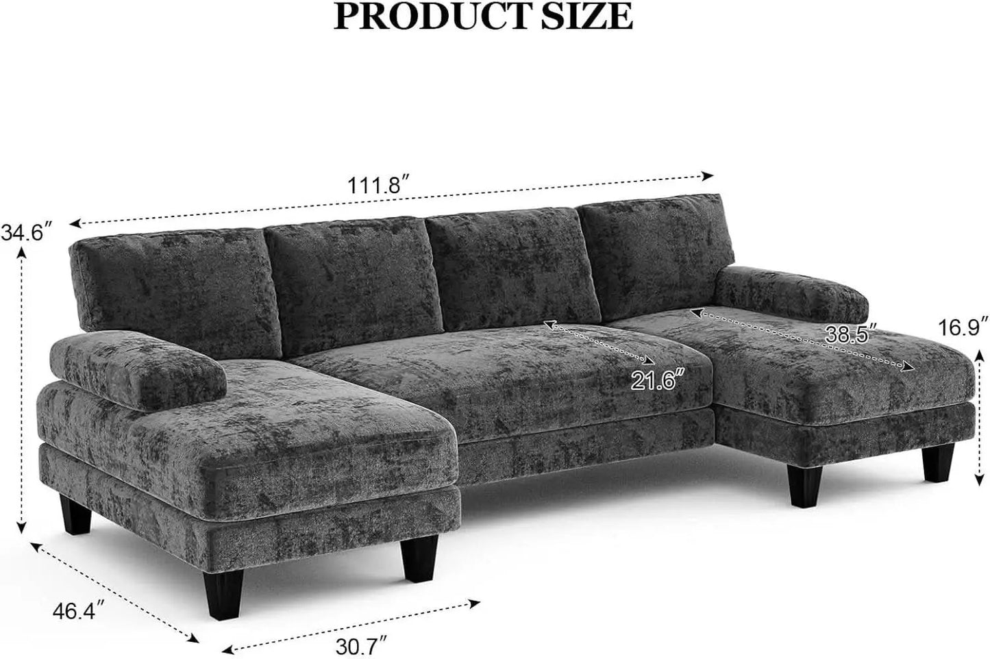 U Shaped Sectional Sofa with Double Chaise Lounge from PriceLows™