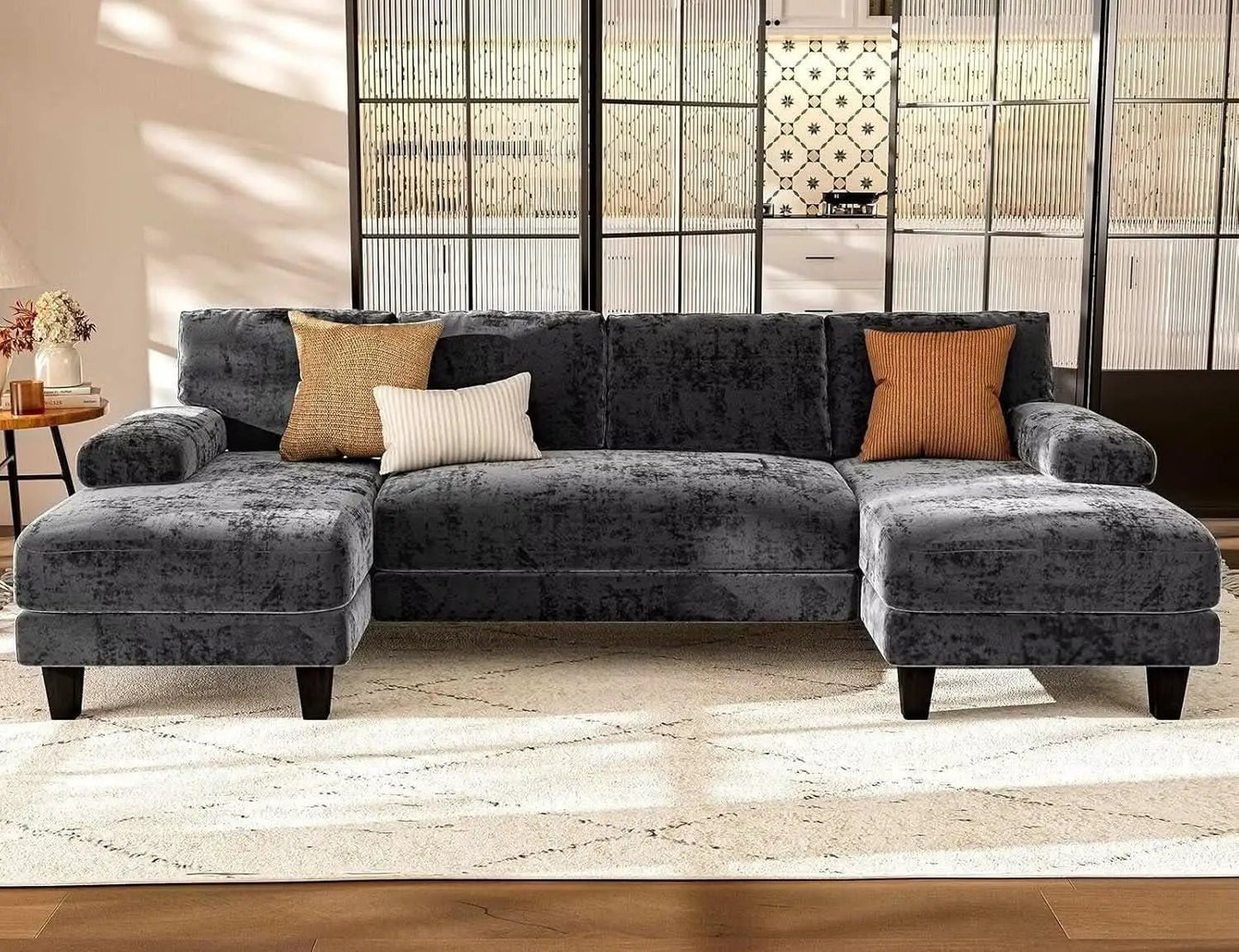 U Shaped Sectional Sofa with Double Chaise Lounge from PriceLows™