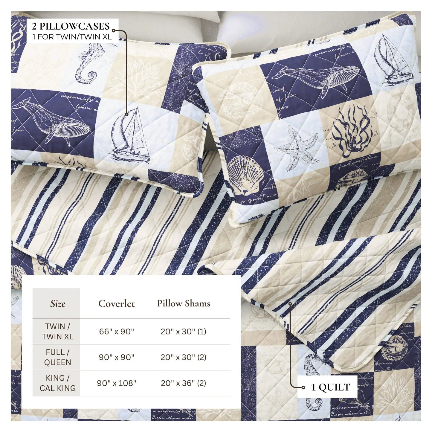 Caspian Collection Coastal Patchwork Quilt Set from PriceLows™
