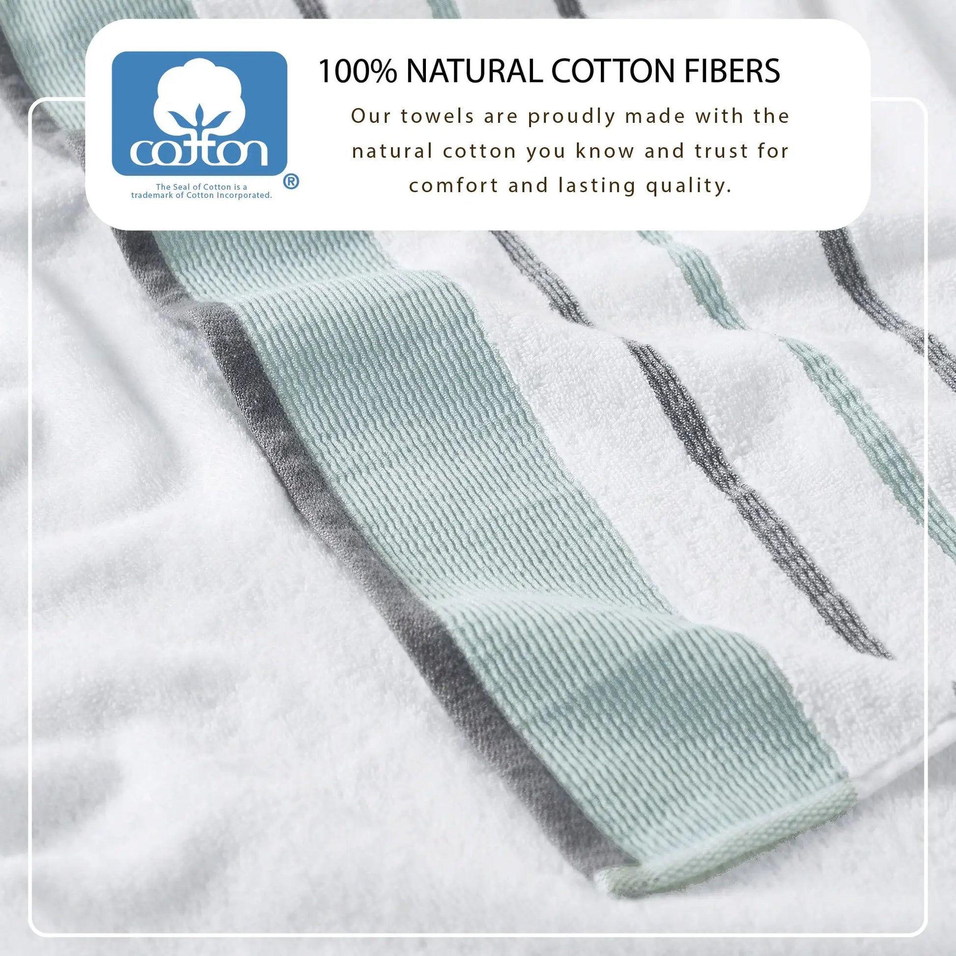 Decorative Cotton Stripe Bath Towel Set - Noelle Collection from PriceLows™