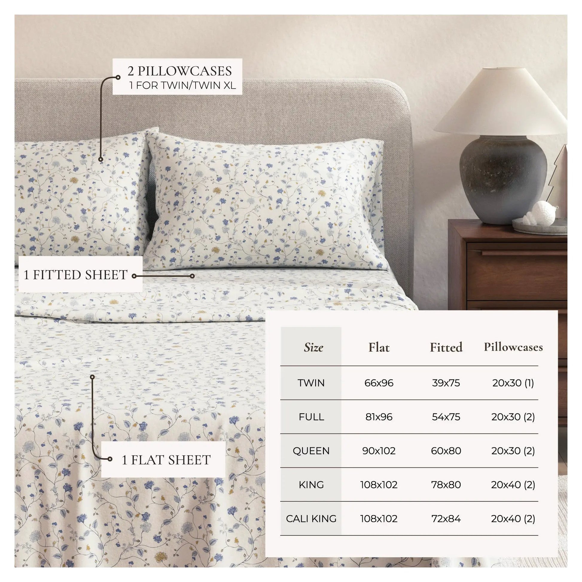 Turkish Cotton Flannel Sheet Set - Winter Floral Collection from PriceLows™