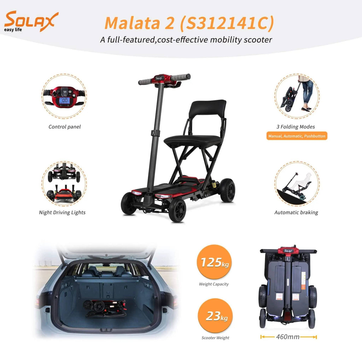 Ultra Lightweight 4-Wheel Folding Mobility Scooter With Remote For Adults And Elderly | Home Use | Everyday Use | Home
