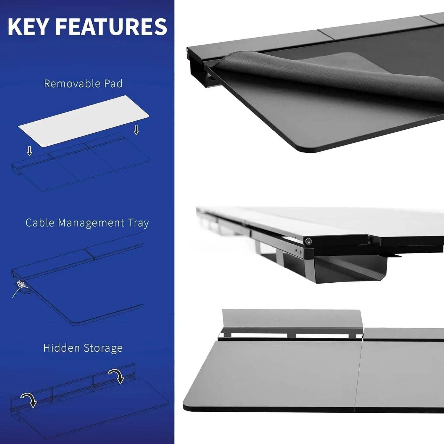 Universal 60 X 30 Inch Black Desk Top With Cable Management from PriceLows™