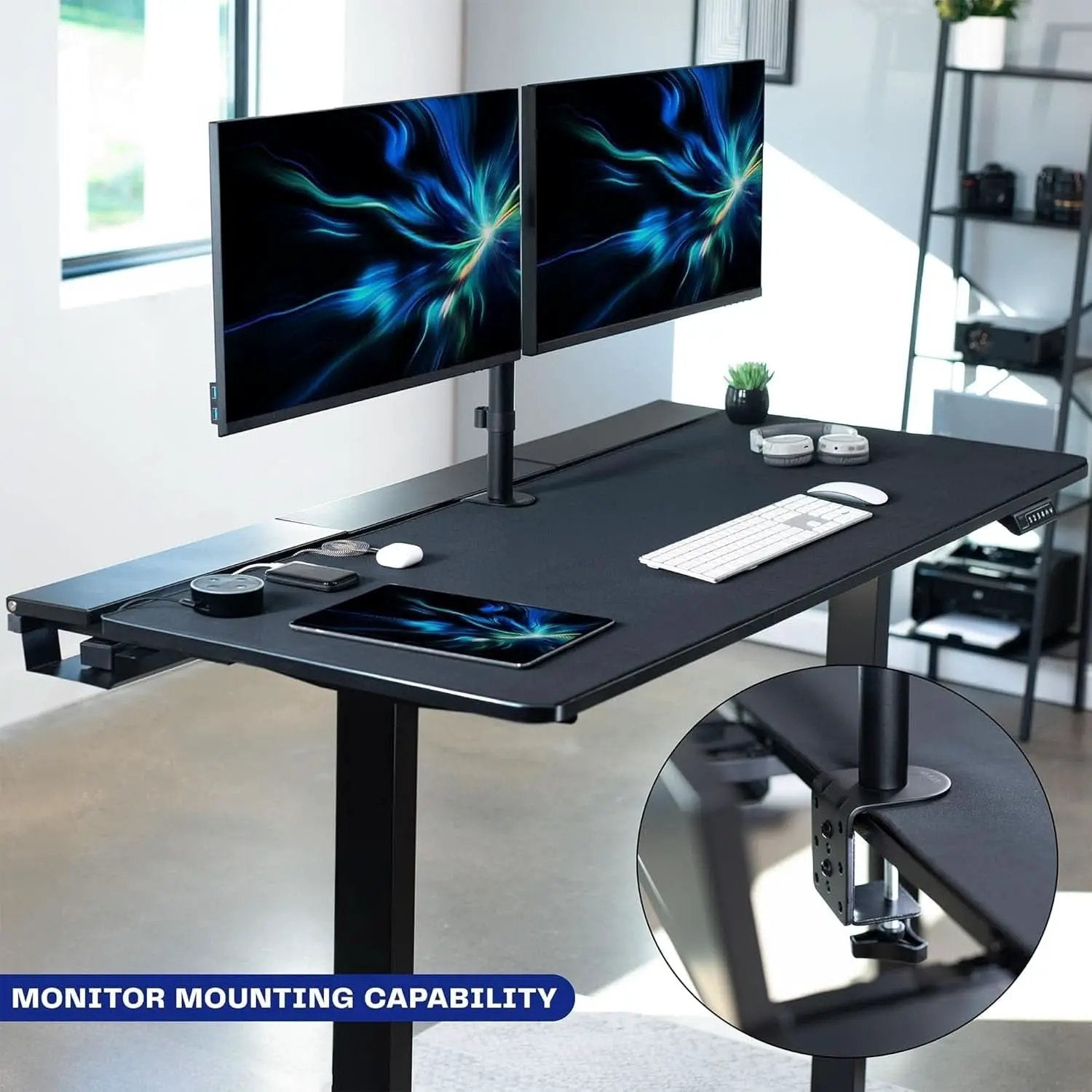 Universal 60 X 30 Inch Black Desk Top With Cable Management from PriceLows™