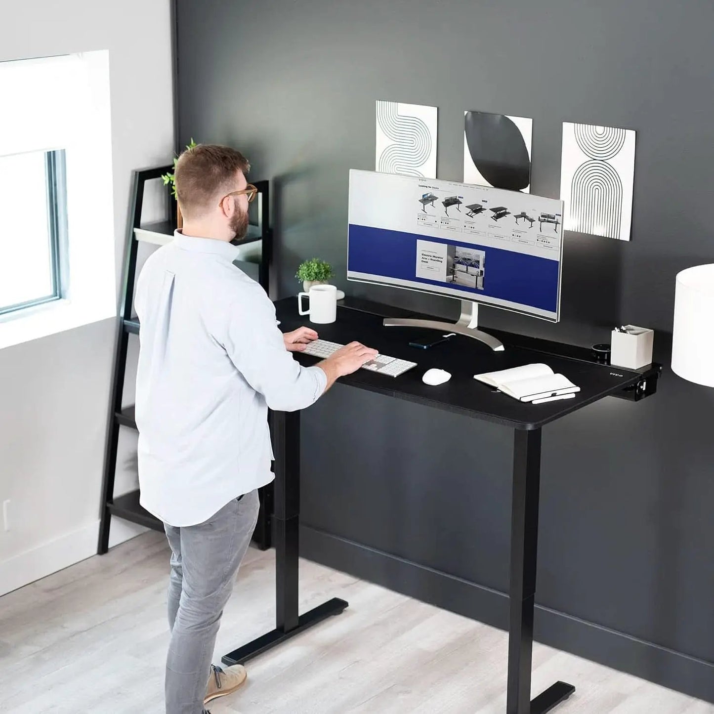 Universal 60 X 30 Inch Black Desk Top With Cable Management from PriceLows™