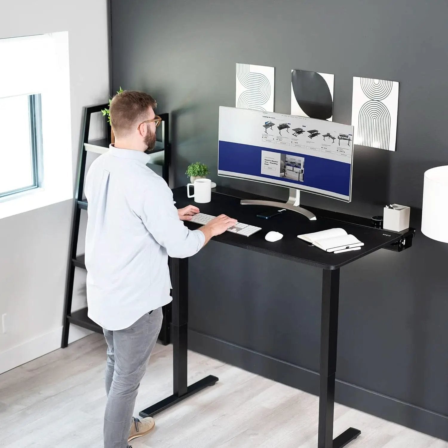 Universal 60 X 30 Inch Black Desk Top With Cable Management from PriceLows™