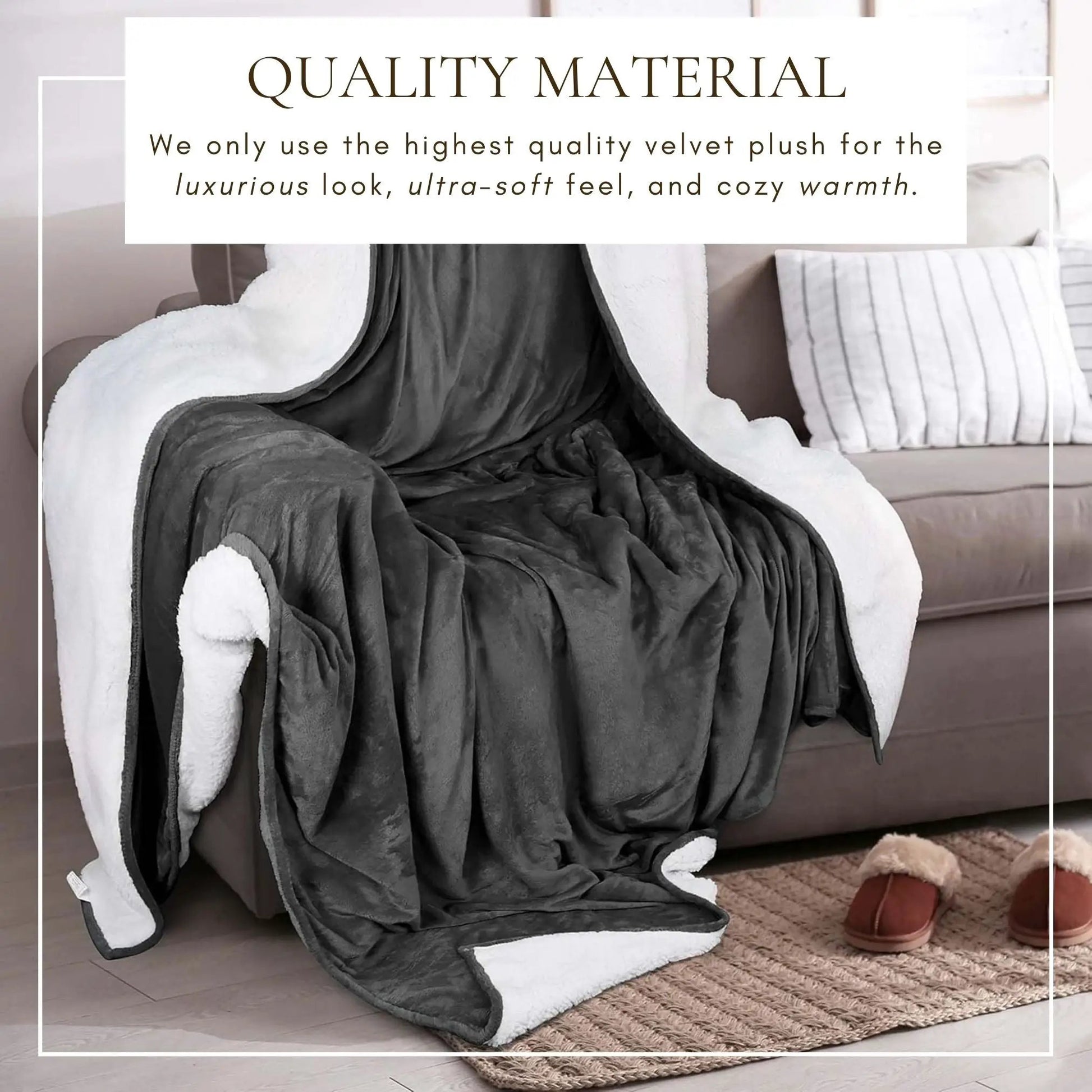Velvet Plush Sherpa Bed Blanket - Sherpa Fleece Collection from PriceLows™