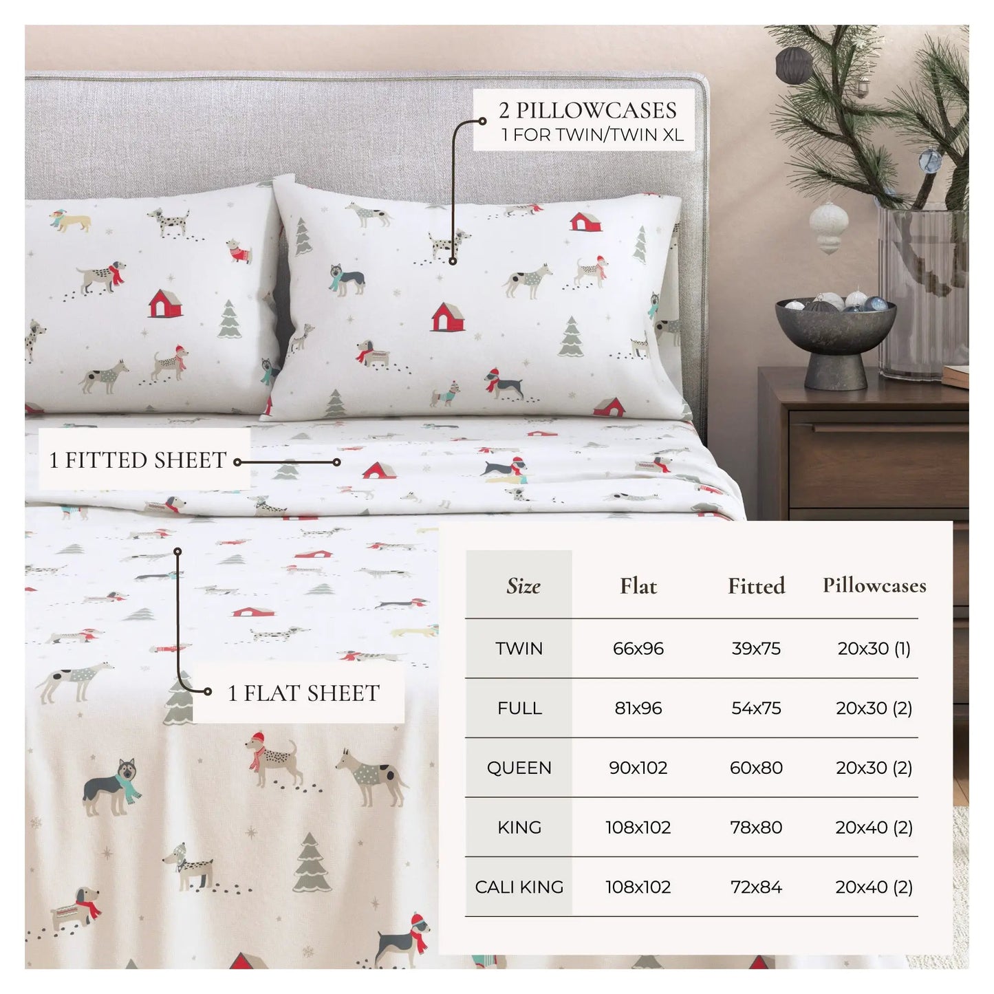 Turkish Cotton Christmas Flannel Sheet Set - Whittaker Collection from PriceLows™