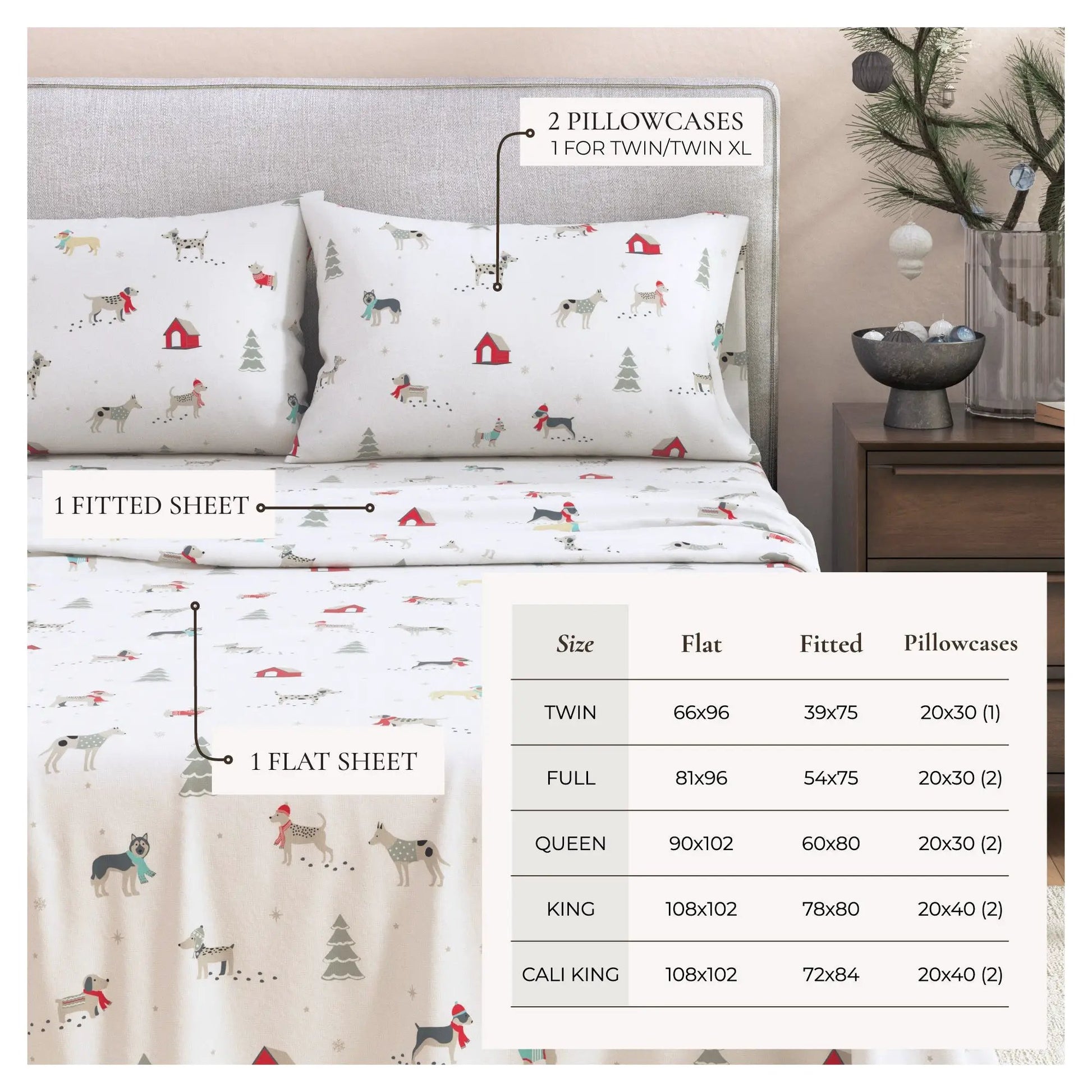 Turkish Cotton Christmas Flannel Sheet Set - Whittaker Collection from PriceLows™