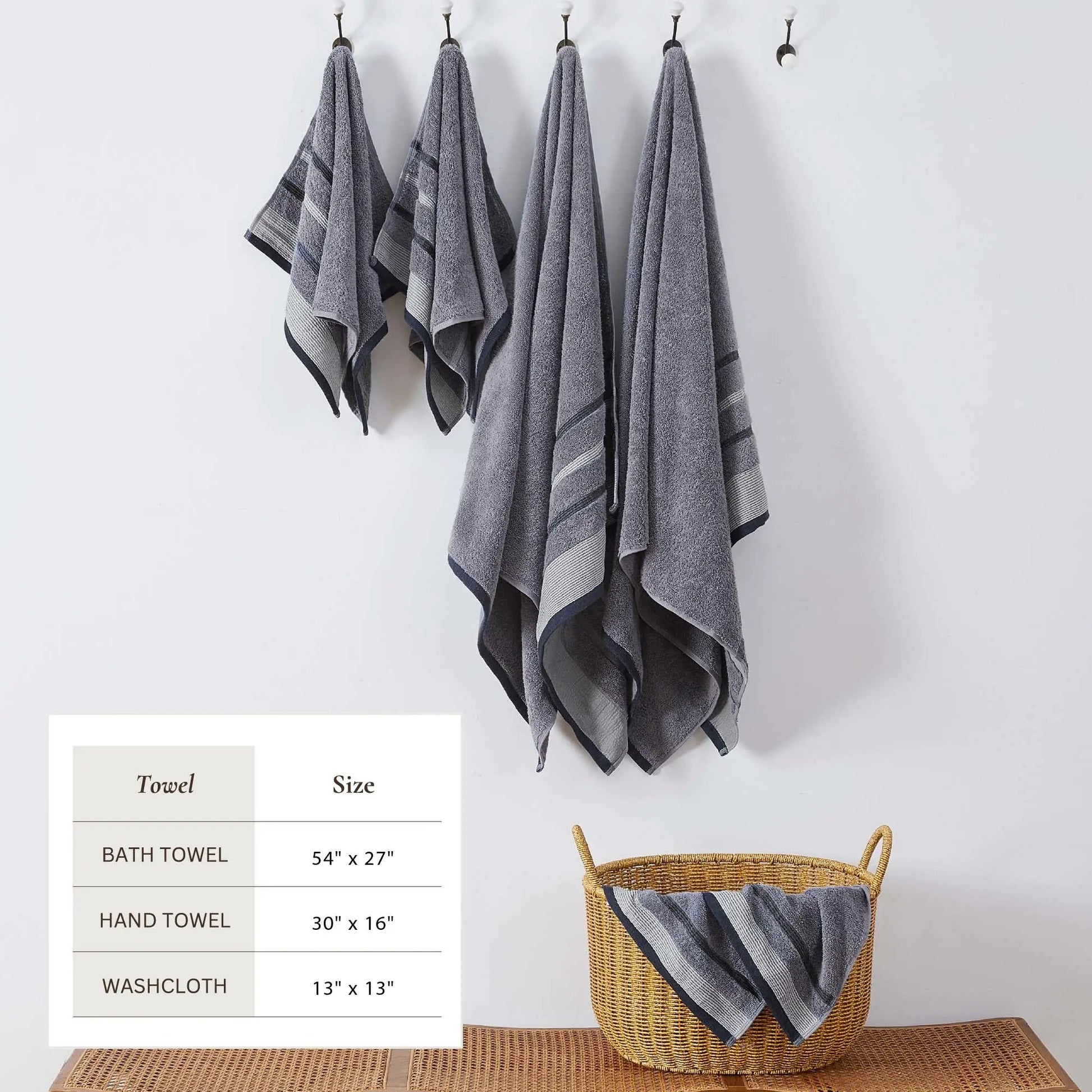 Decorative Cotton Stripe Bath Towel Set - Noelle Collection from PriceLows™