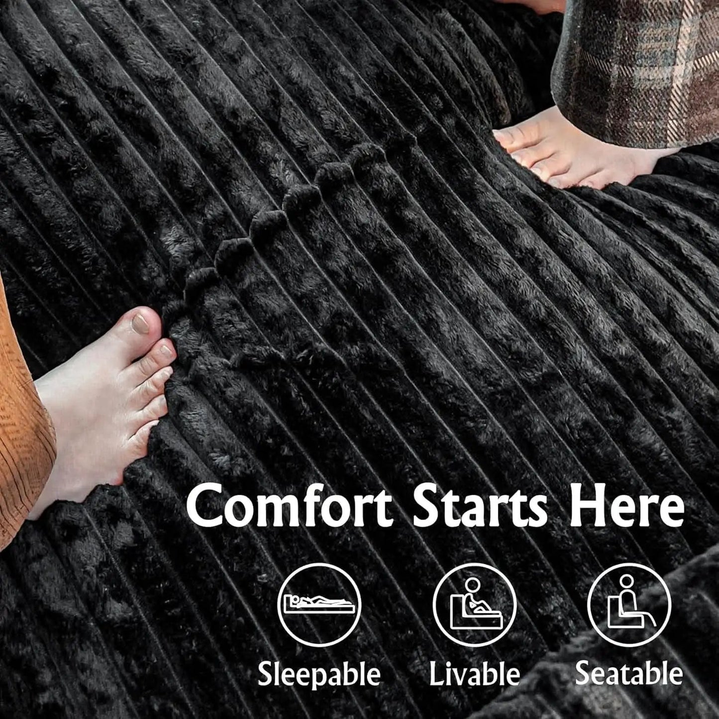 Versatile L-Shape Corduroy Sectional Couch for Comfort from PriceLows™