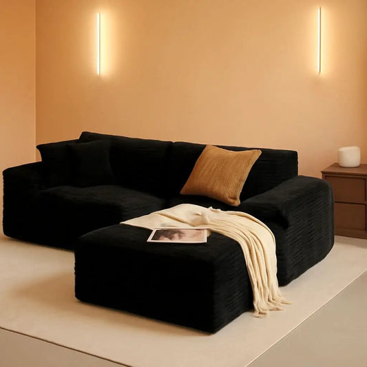 Versatile L-Shape Corduroy Sectional Couch for Comfort from PriceLows™