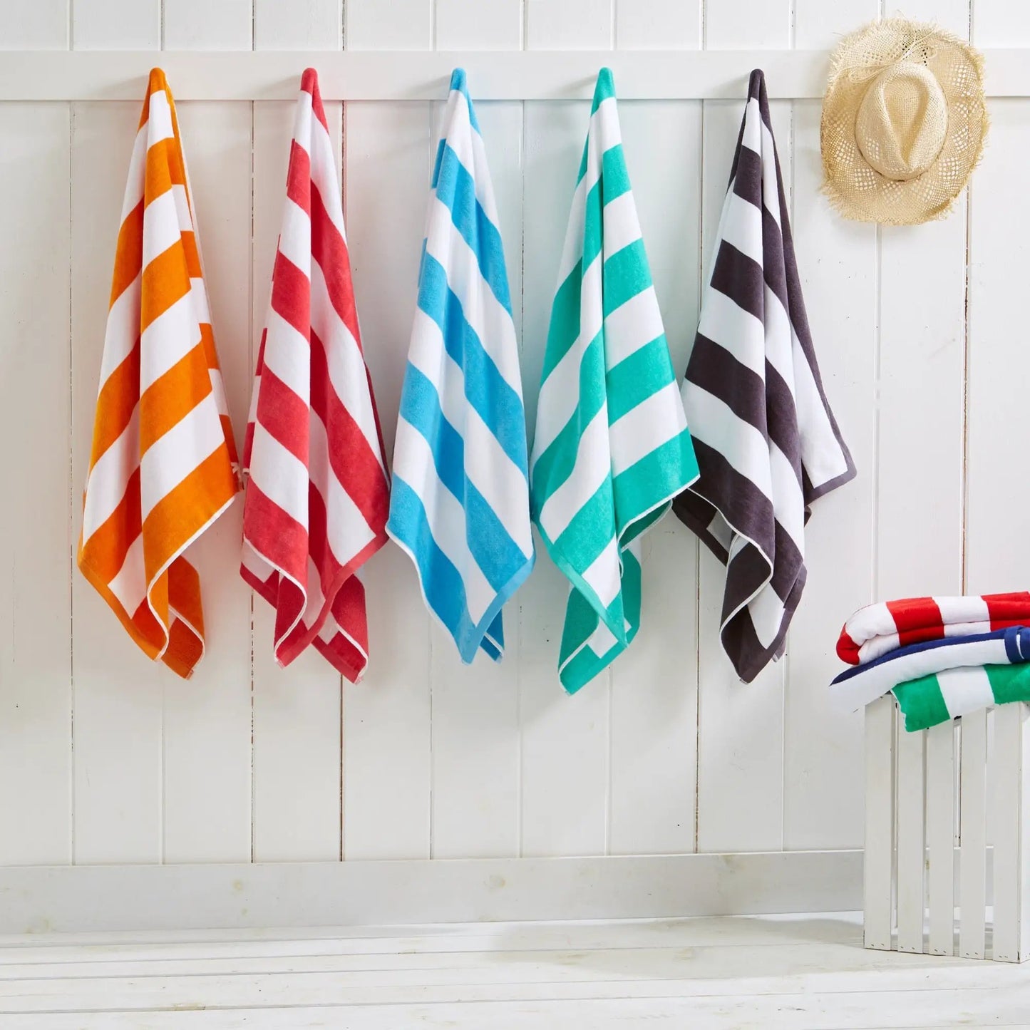 Cotton Velour Cabana Stripe Beach Towel - Novia Collection from PriceLows™
