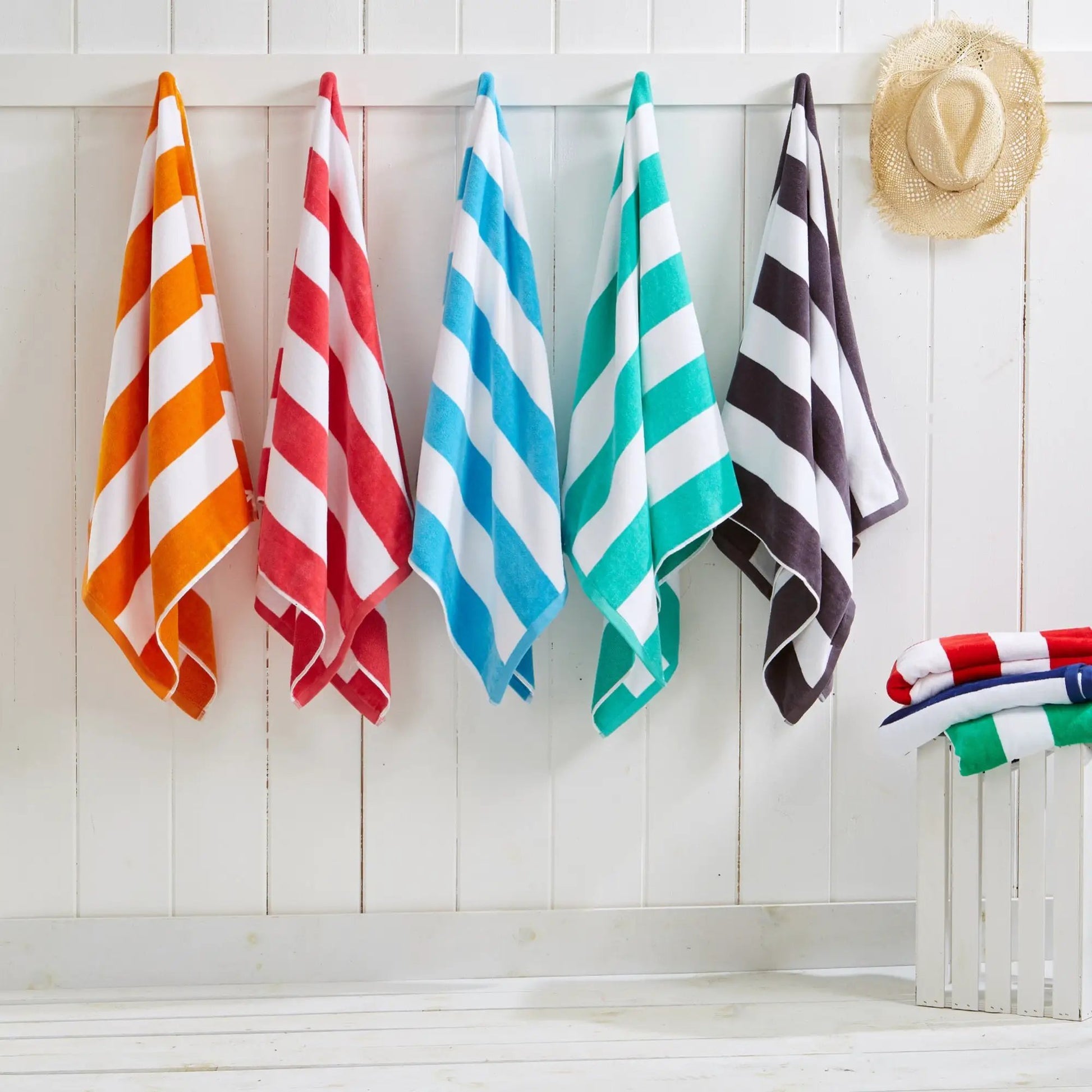 Cotton Velour Cabana Stripe Beach Towel - Novia Collection from PriceLows™