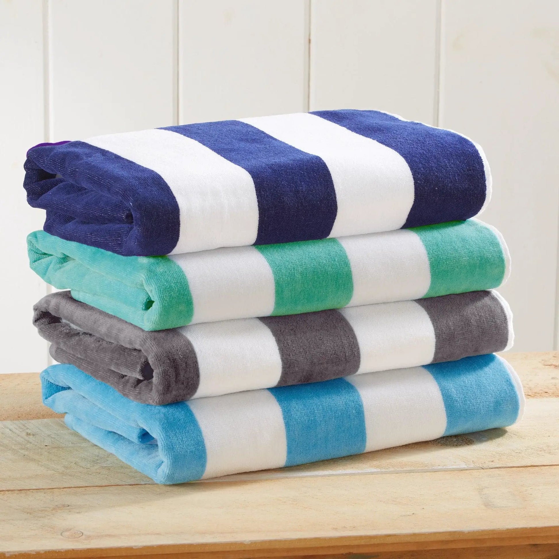 Cotton Velour Cabana Stripe Beach Towel - Novia Collection from PriceLows™