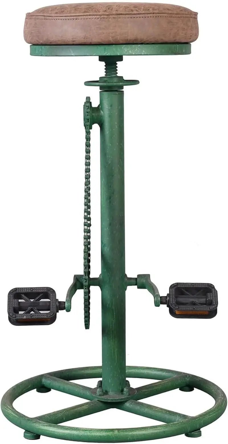Antique Green Height Adjustable Bar Stool Set Of 2 With Bicycle Wheel Design from PriceLows™