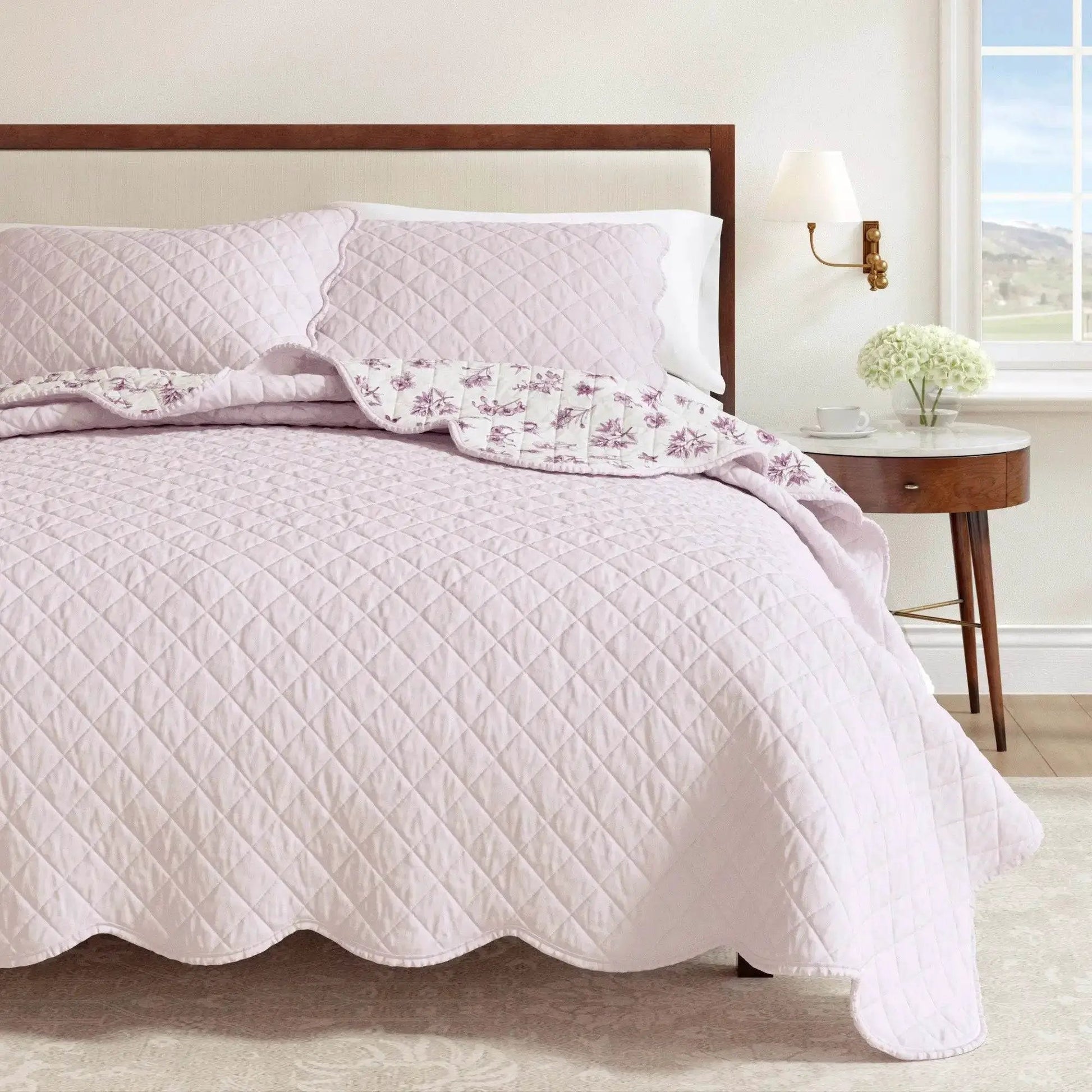 Floral Print & Scallopeded Edge Cotton Quilt Set - Sandie Collection from PriceLows™