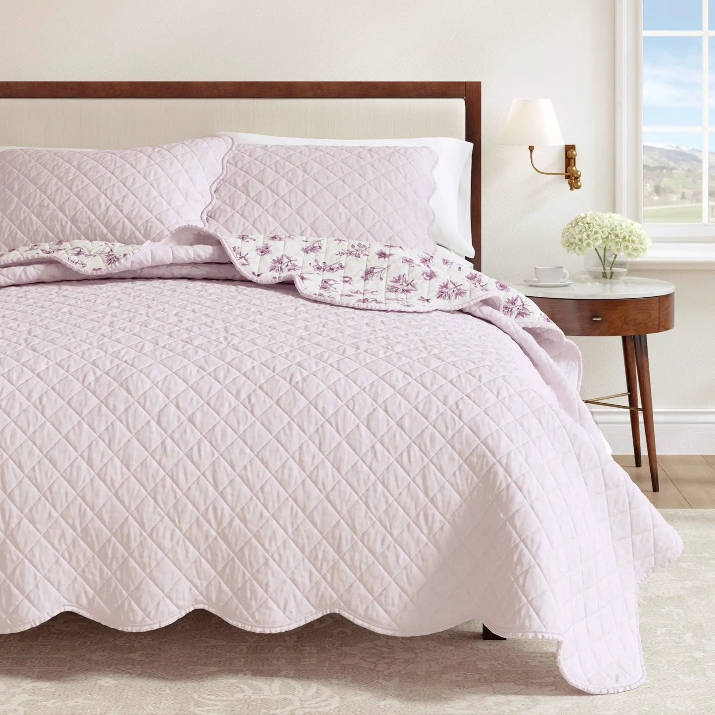 Floral Print & Scallopeded Edge Cotton Quilt Set - Sandie Collection from PriceLows™