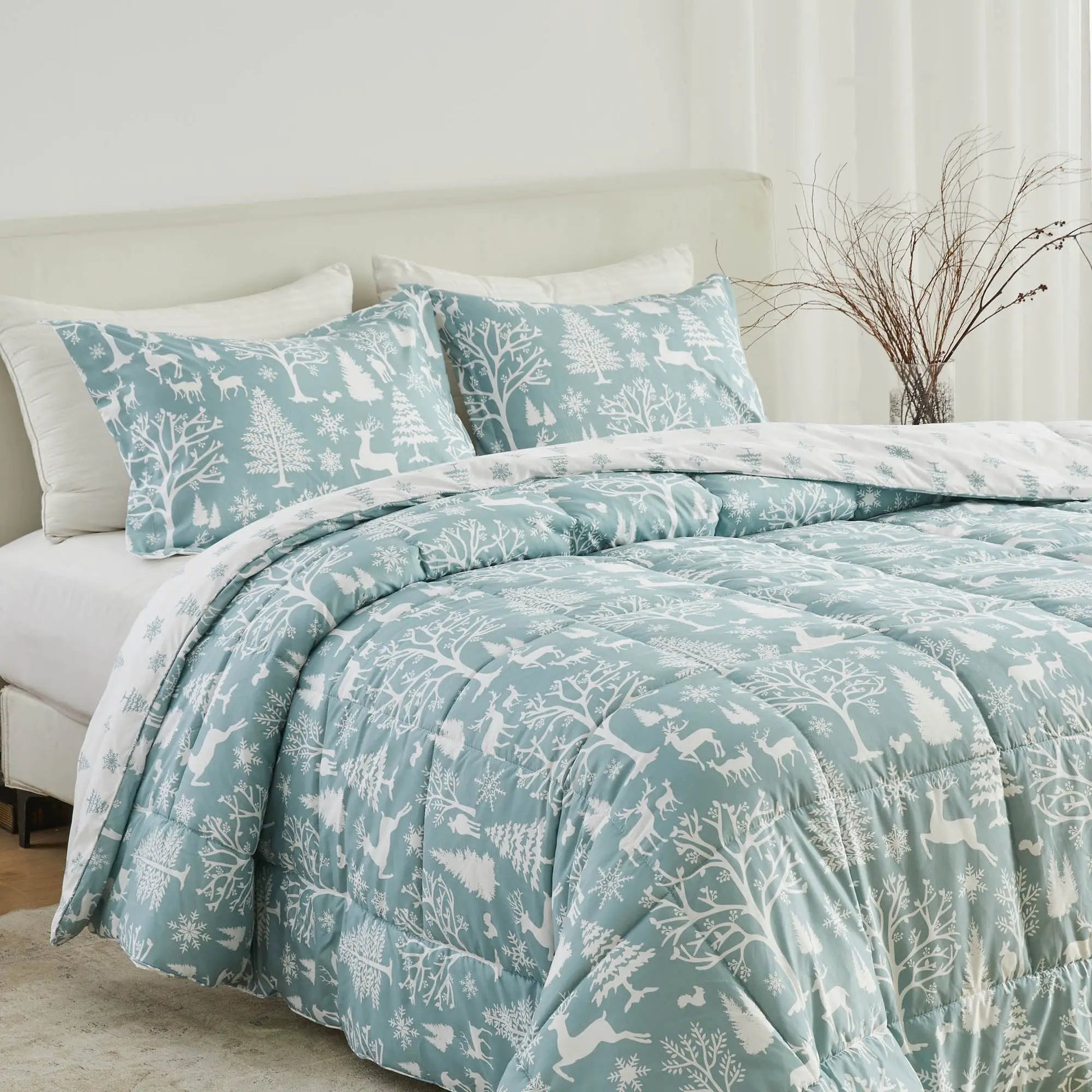 Reversible Christmas Comforter and Sham Set - Holiday / Lodge Odette Collection from PriceLows™