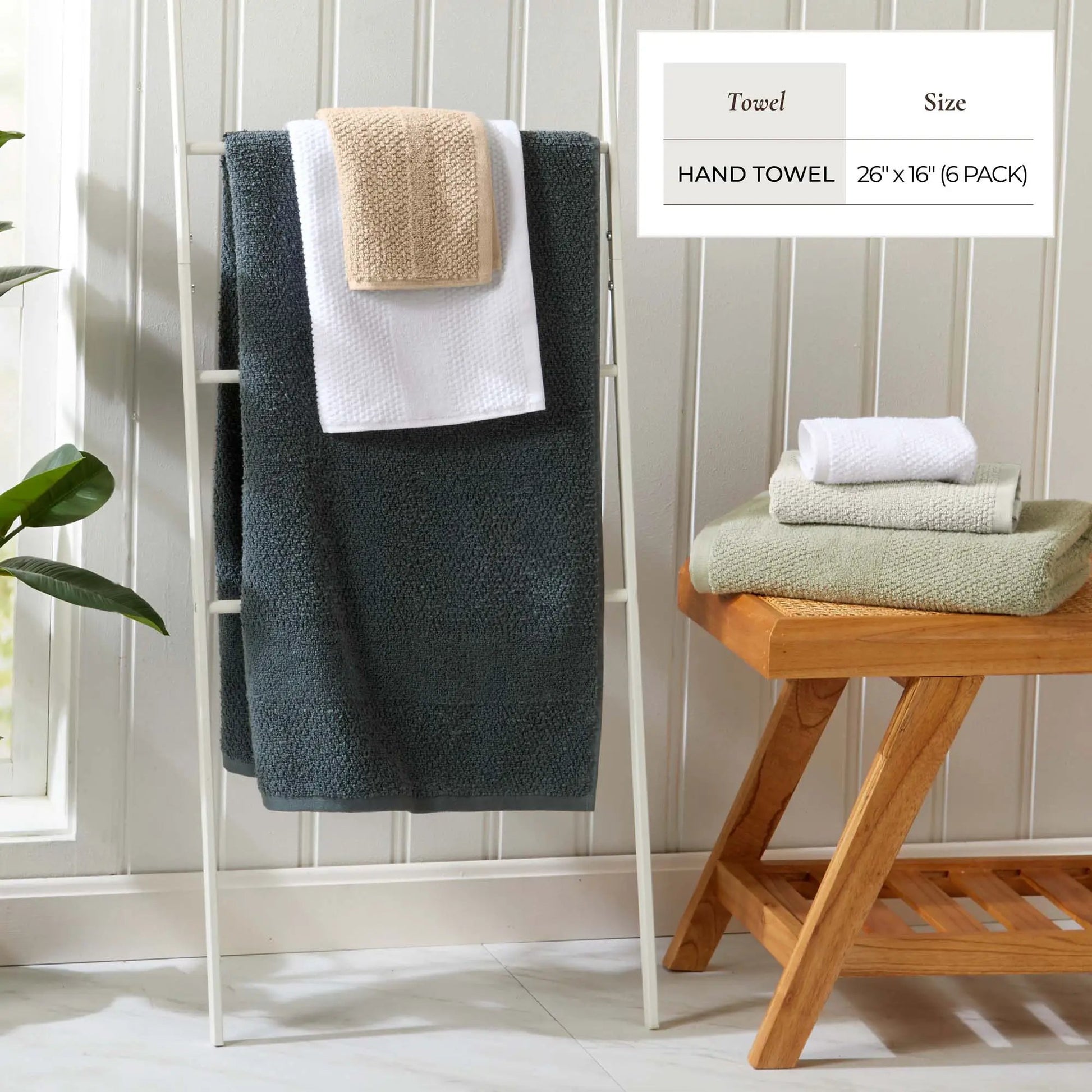 100% Cotton Woven Texture Bath Towel Set - Marbella Collection from PriceLows™
