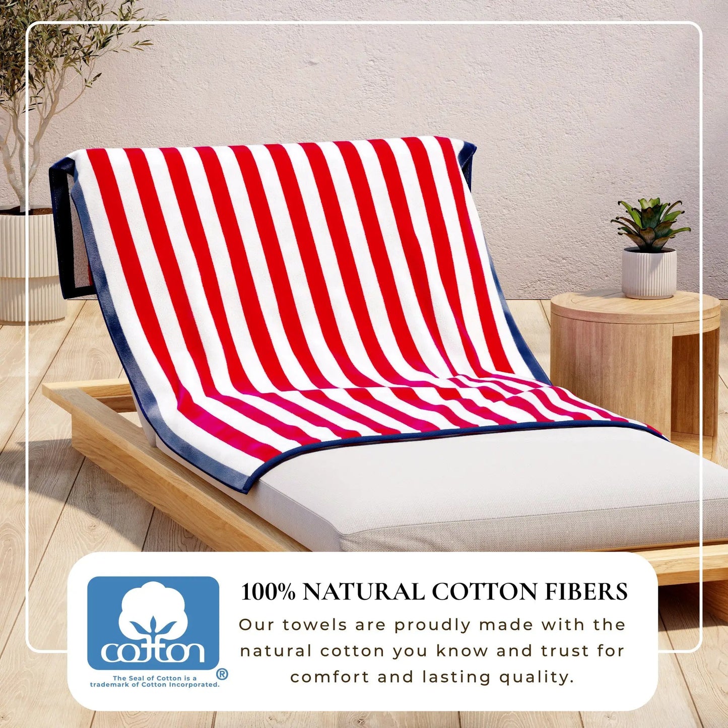 Oversized Striped Border Cabana Beach Towel - Santa Cruz from PriceLows™