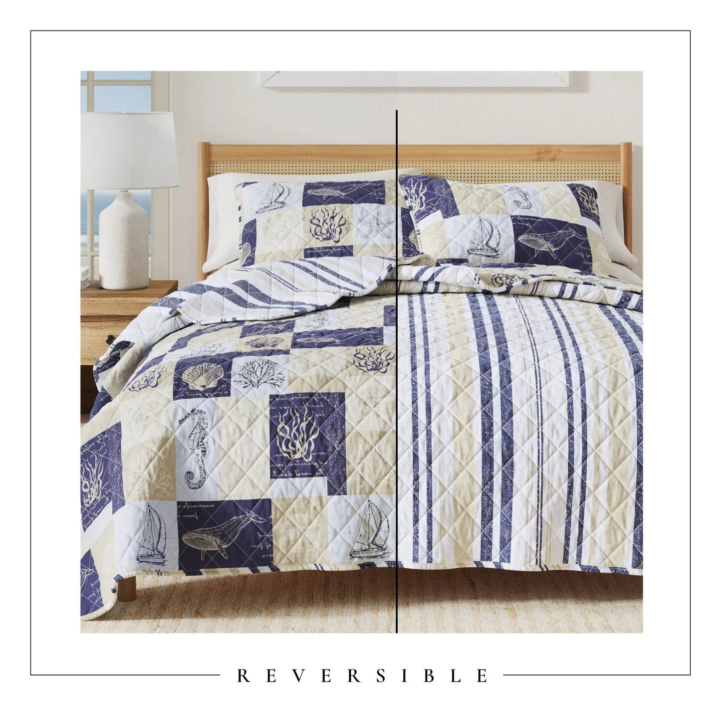 Caspian Collection Coastal Patchwork Quilt Set from PriceLows™