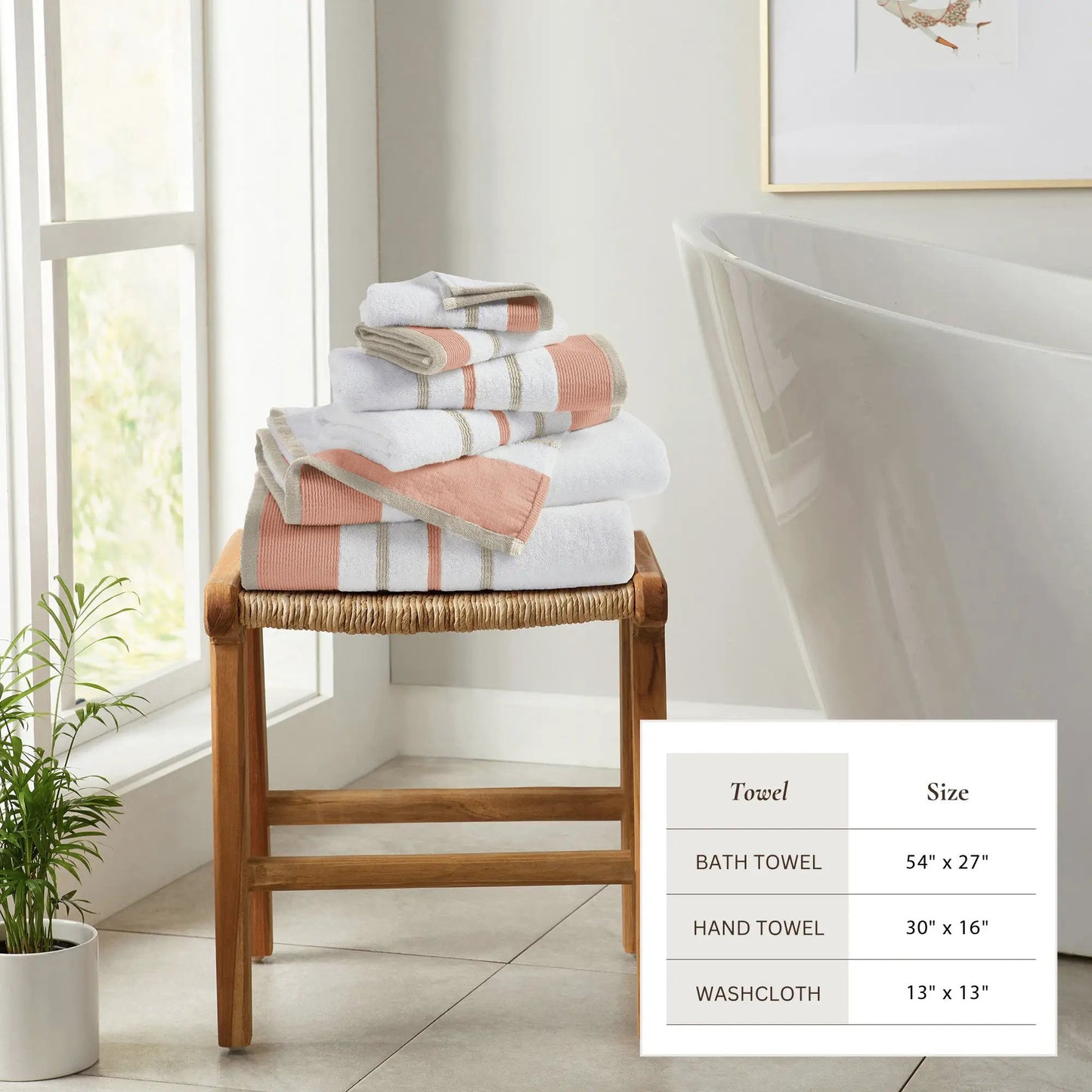 Decorative Cotton Stripe Bath Towel Set - Noelle Collection from PriceLows™