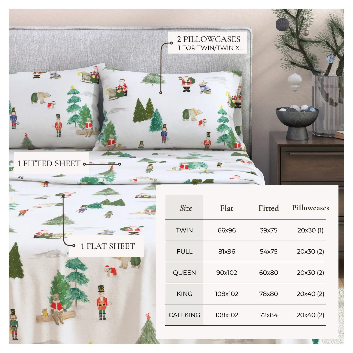 Turkish Cotton Christmas Flannel Sheet Set - Whittaker Collection from PriceLows™