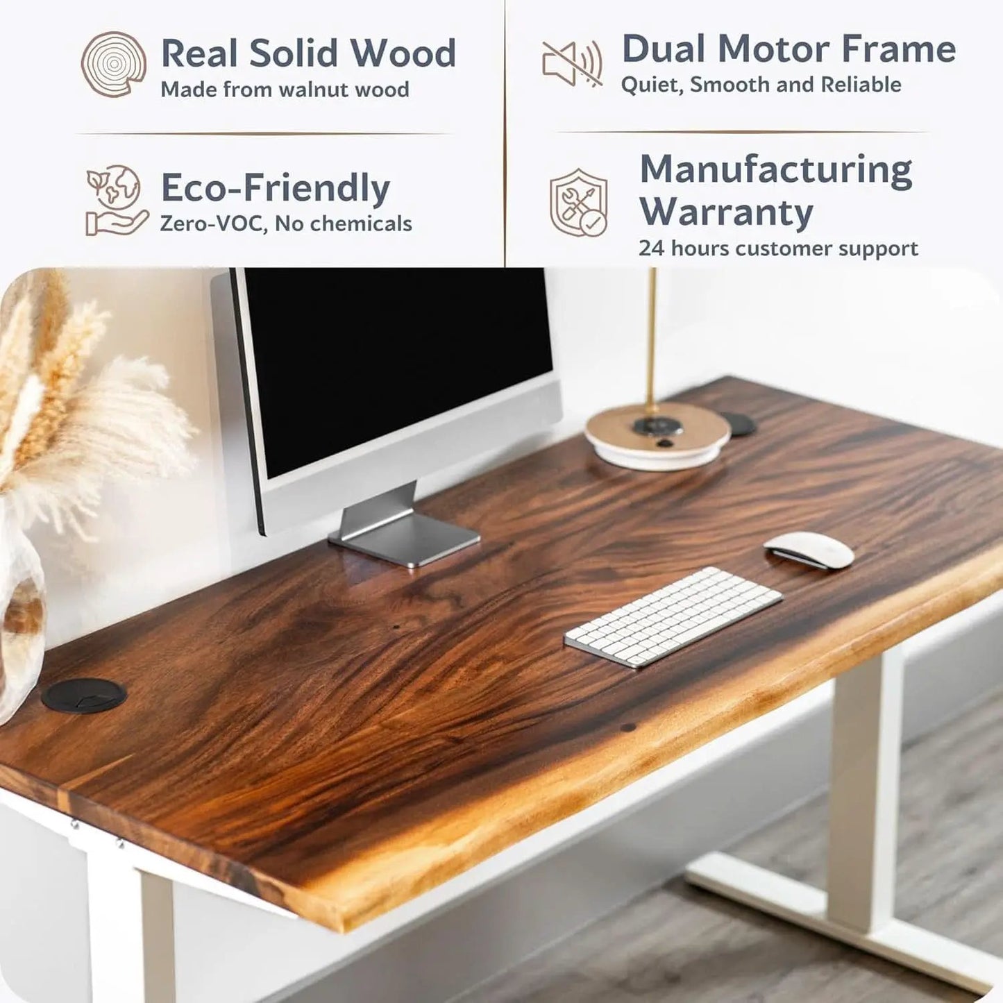 Walnut Solid Wood Adjustable Height Standing Desk Home Office from PriceLows™