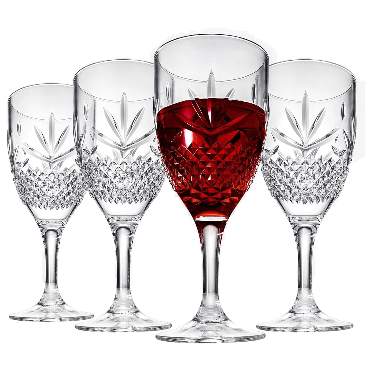 Onix Acrylic Crystal, Stemmed Wine Glassware (Style 2) | 12 oz | Set of 4 | Glass