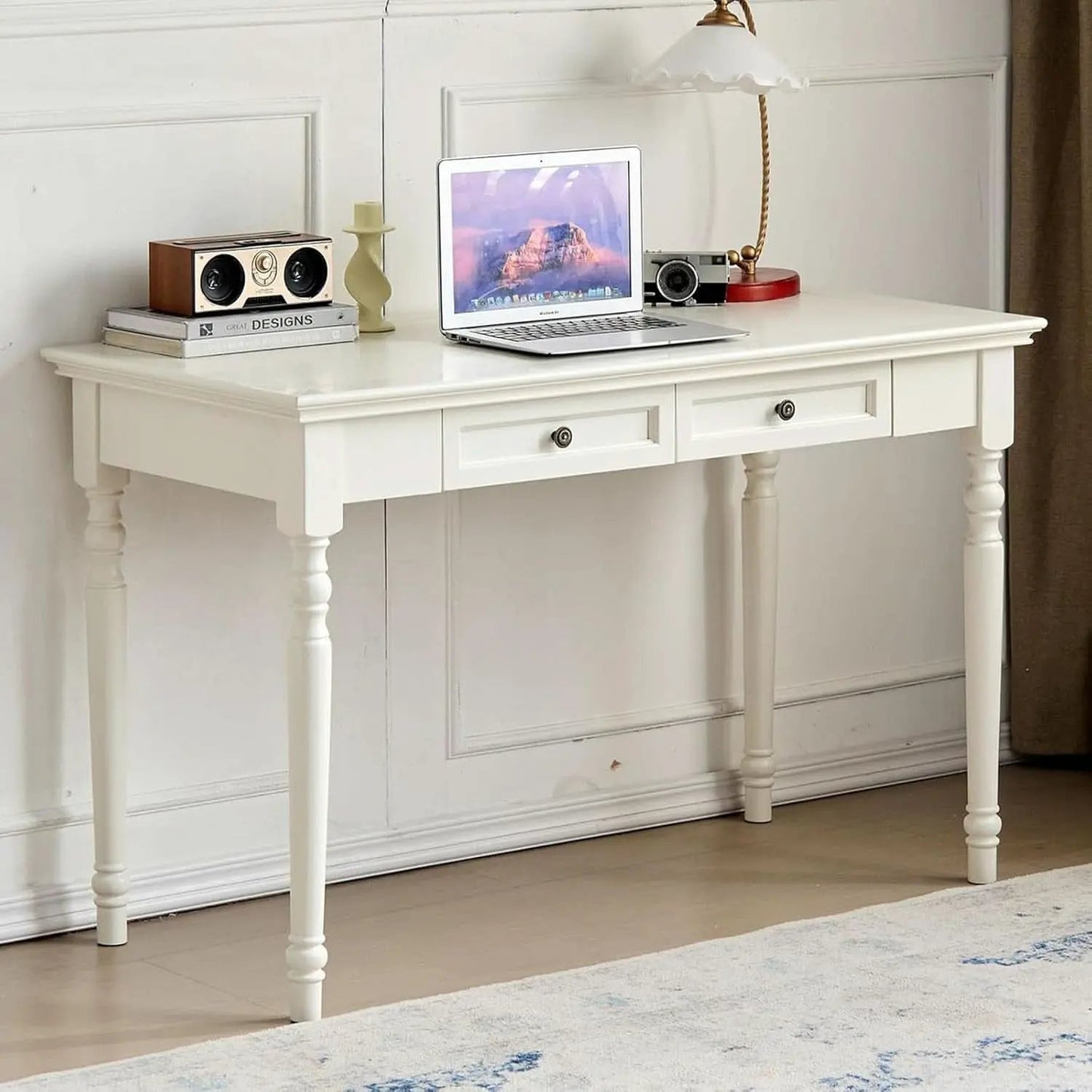 47 Inch Desk With Drawers Solid Wood Home Office Desk from PriceLows™