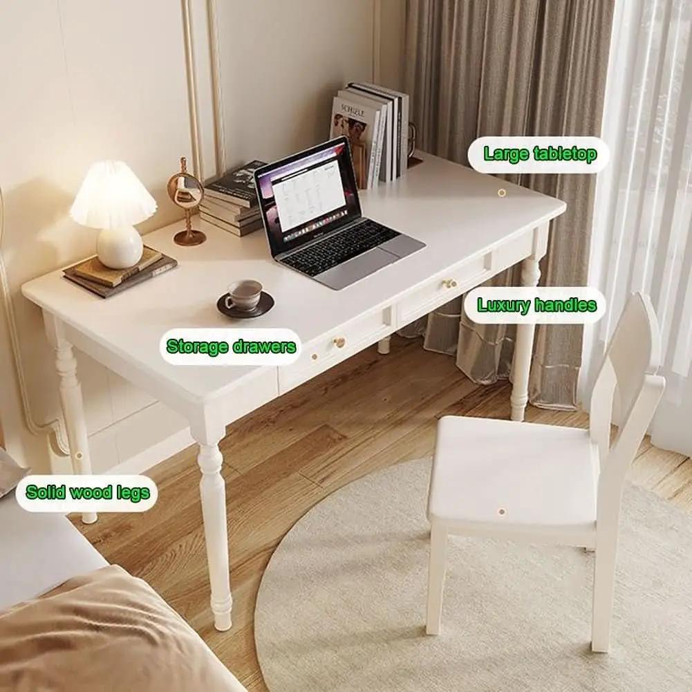 47 Inch Desk With Drawers Solid Wood Home Office Desk from PriceLows™