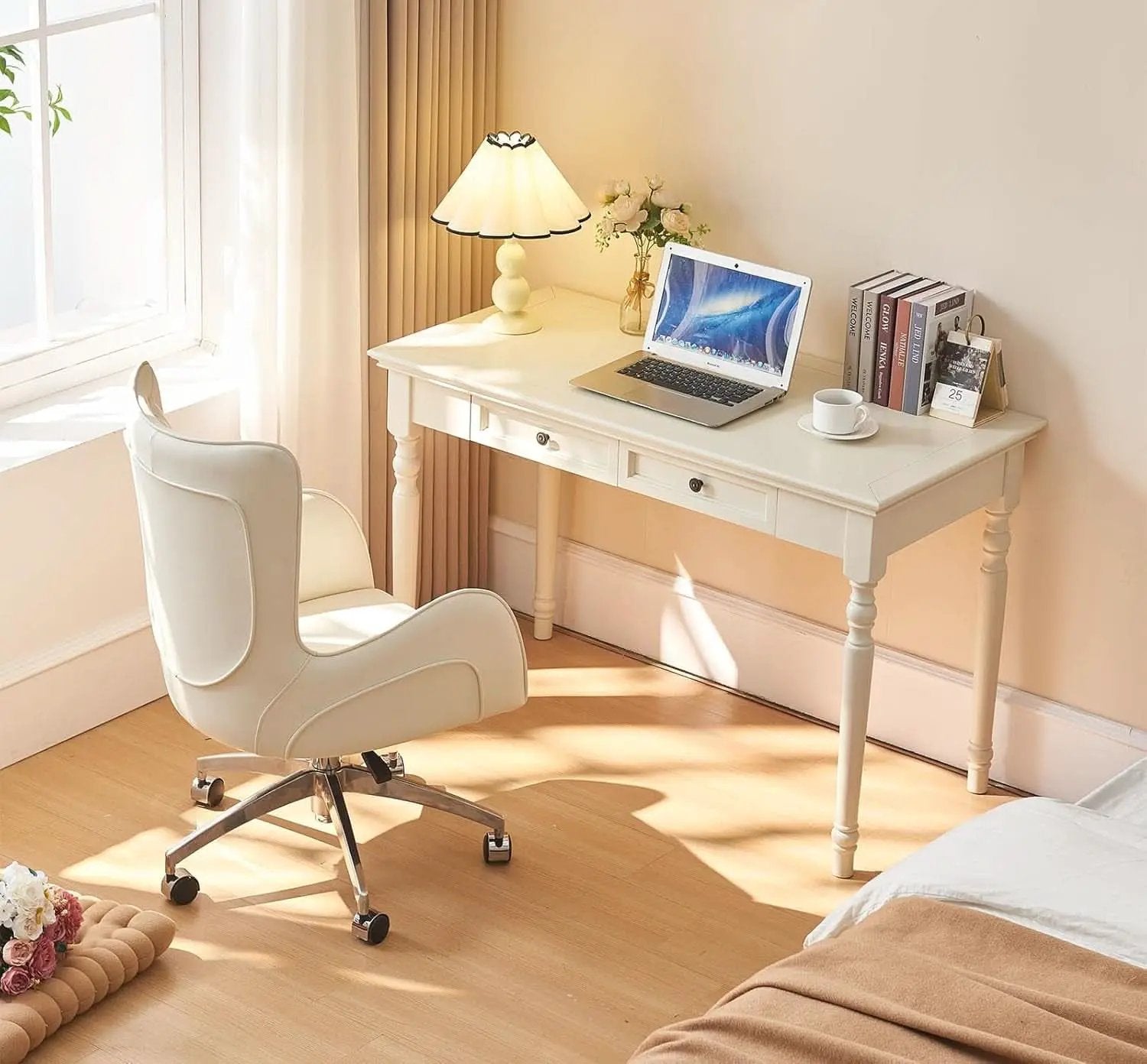 47 Inch Desk With Drawers Solid Wood Home Office Desk from PriceLows™