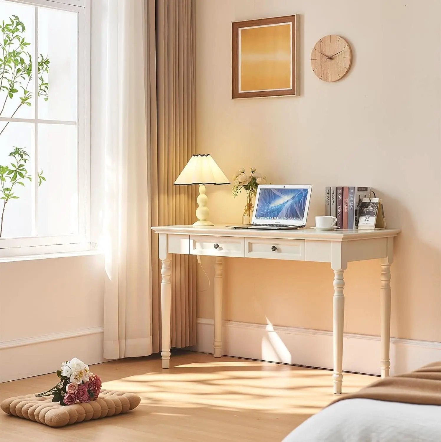47 Inch Desk With Drawers Solid Wood Home Office Desk from PriceLows™