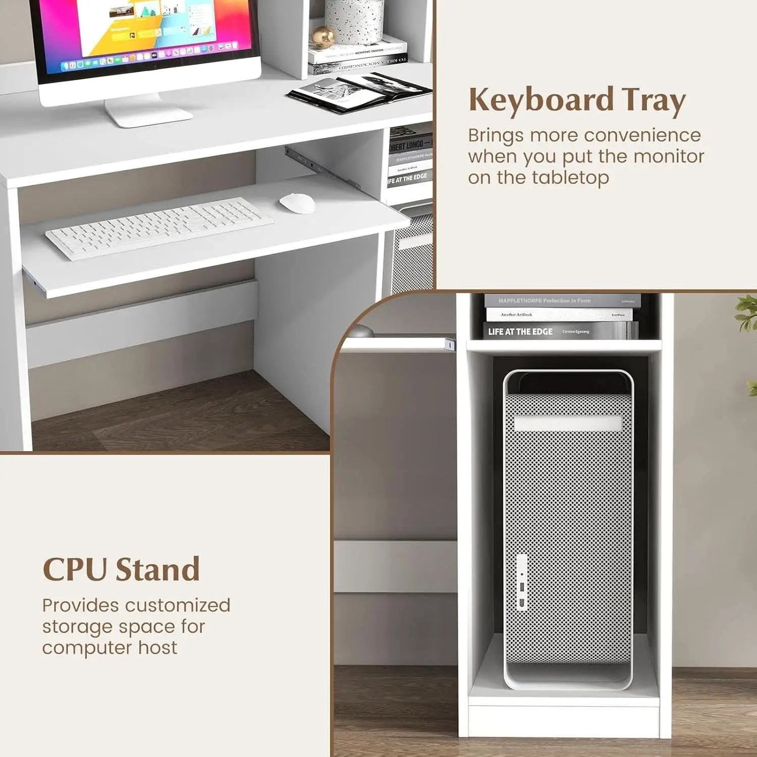 White Desk With Hutch And Charging Station For Home Office from PriceLows™