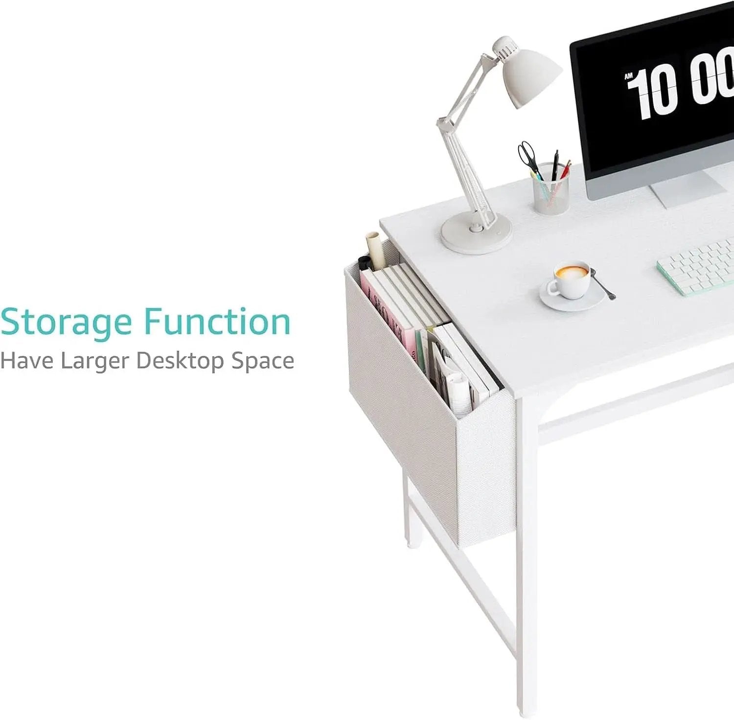 White 40 Inch Computer Desk With Drawers For Small Space Home Office from PriceLows™