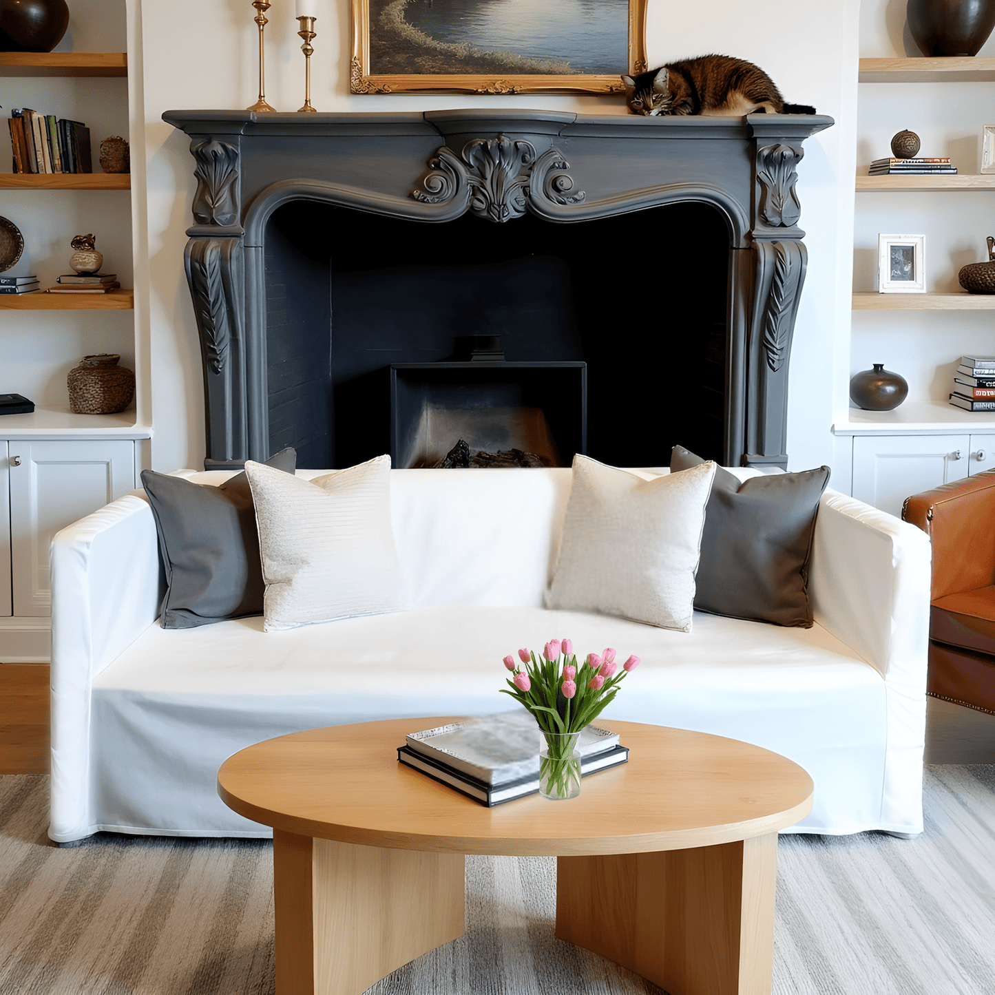 Solid White European Linen Slipcover – Compatible with IKEA Knopparp Sofa (2-Seater or 3-Seater) from PriceLows™