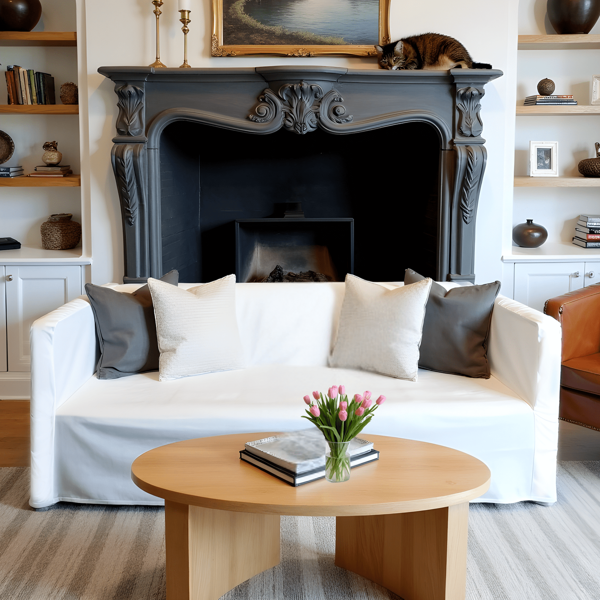 Solid White European Linen Slipcover – Compatible with IKEA Knopparp Sofa (2-Seater or 3-Seater) from PriceLows™