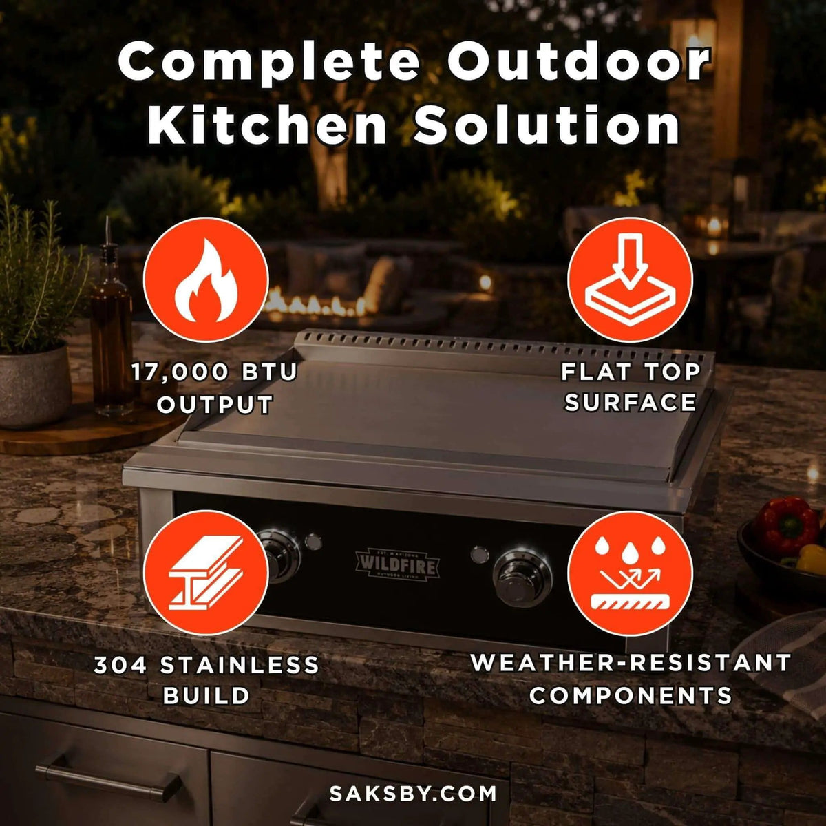 Wildfire Outdoor Living Ranch Pro 30-Inch 304 Stainless Steel Griddle | 30 Inch | Stainless Steel | Outdoor Grill