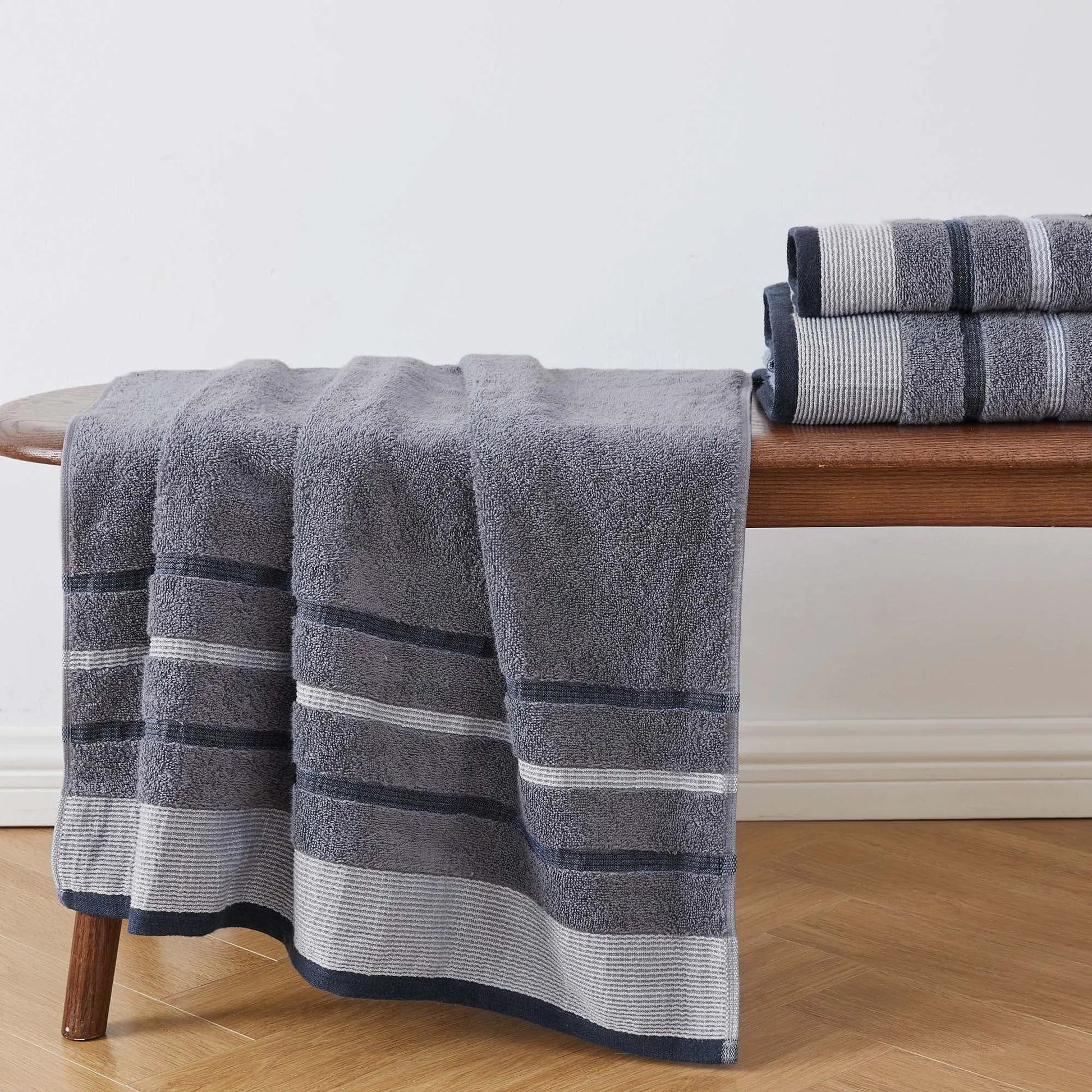 Decorative Cotton Stripe Bath Towel Set - Noelle Collection from PriceLows™