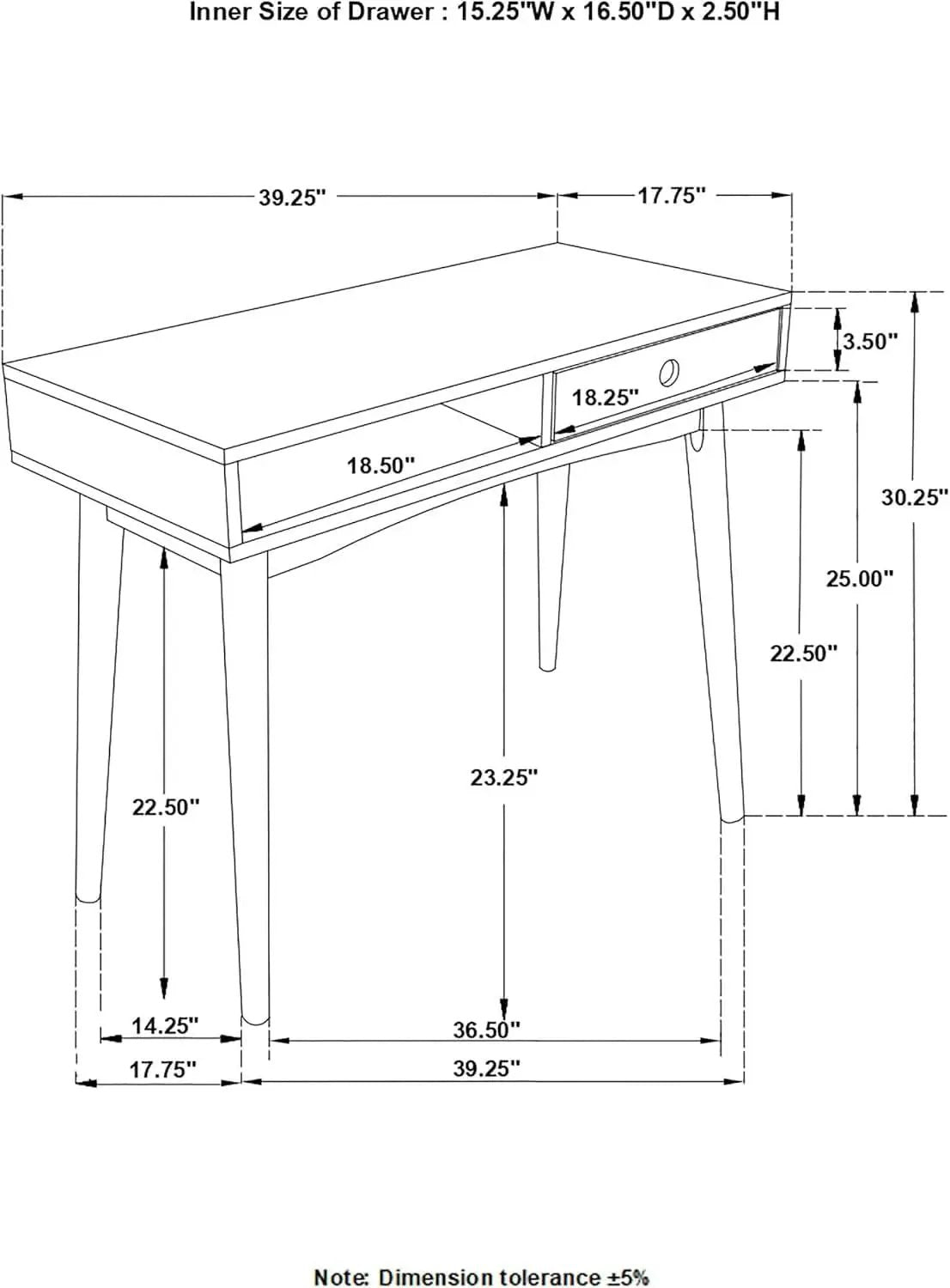 Wood Writing Desk with Drawer Spacious Top and Storage from PriceLows™