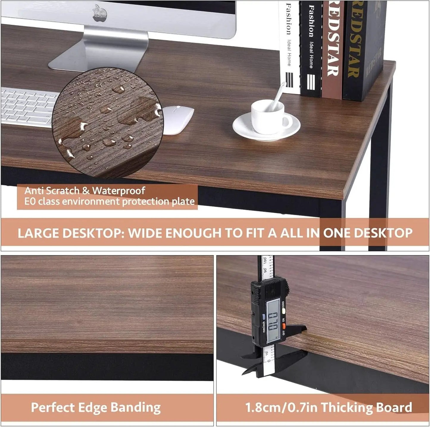 60 Inch Walnut Writing Computer Desk For Home Office from PriceLows™