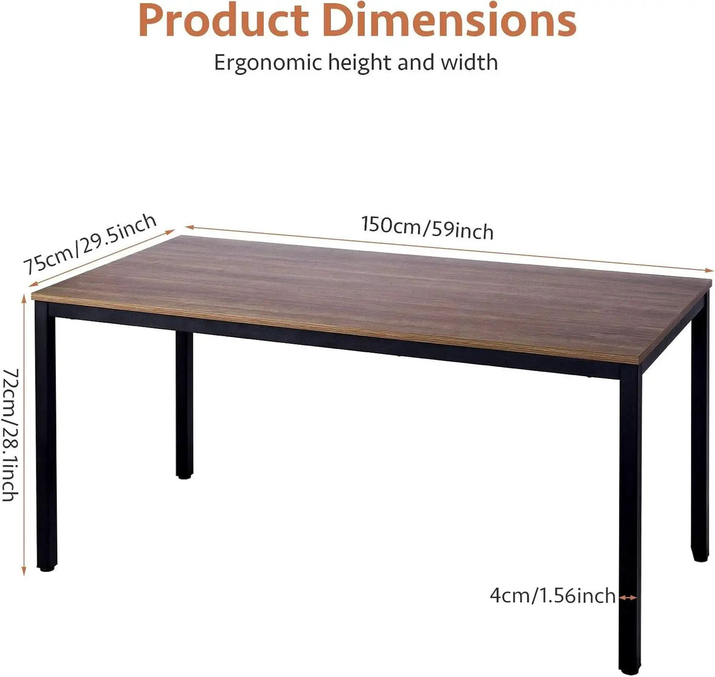 60 Inch Walnut Writing Computer Desk For Home Office from PriceLows™